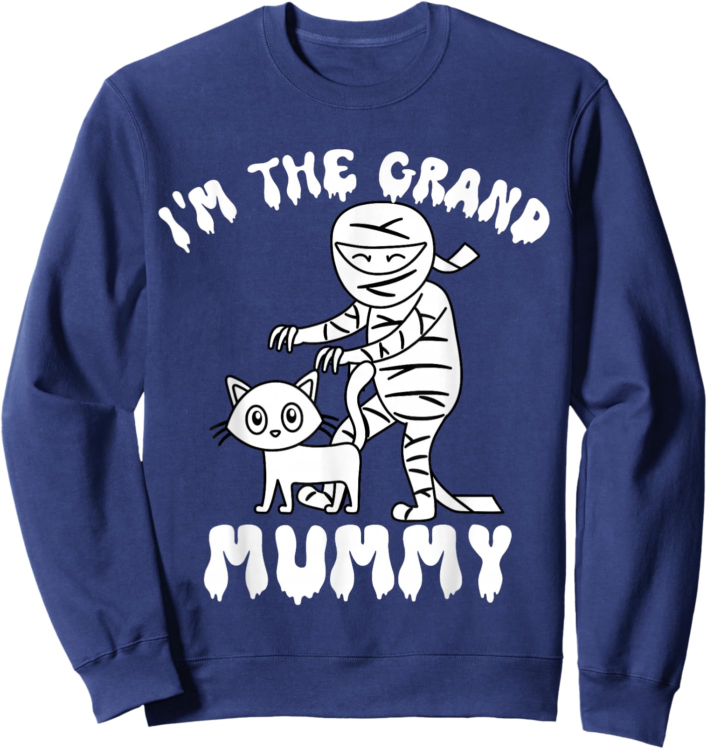 I'm The Grand Mummy Funny Grandma Halloween Costume Retro Sweatshirt - Sweatshirt | Navy
