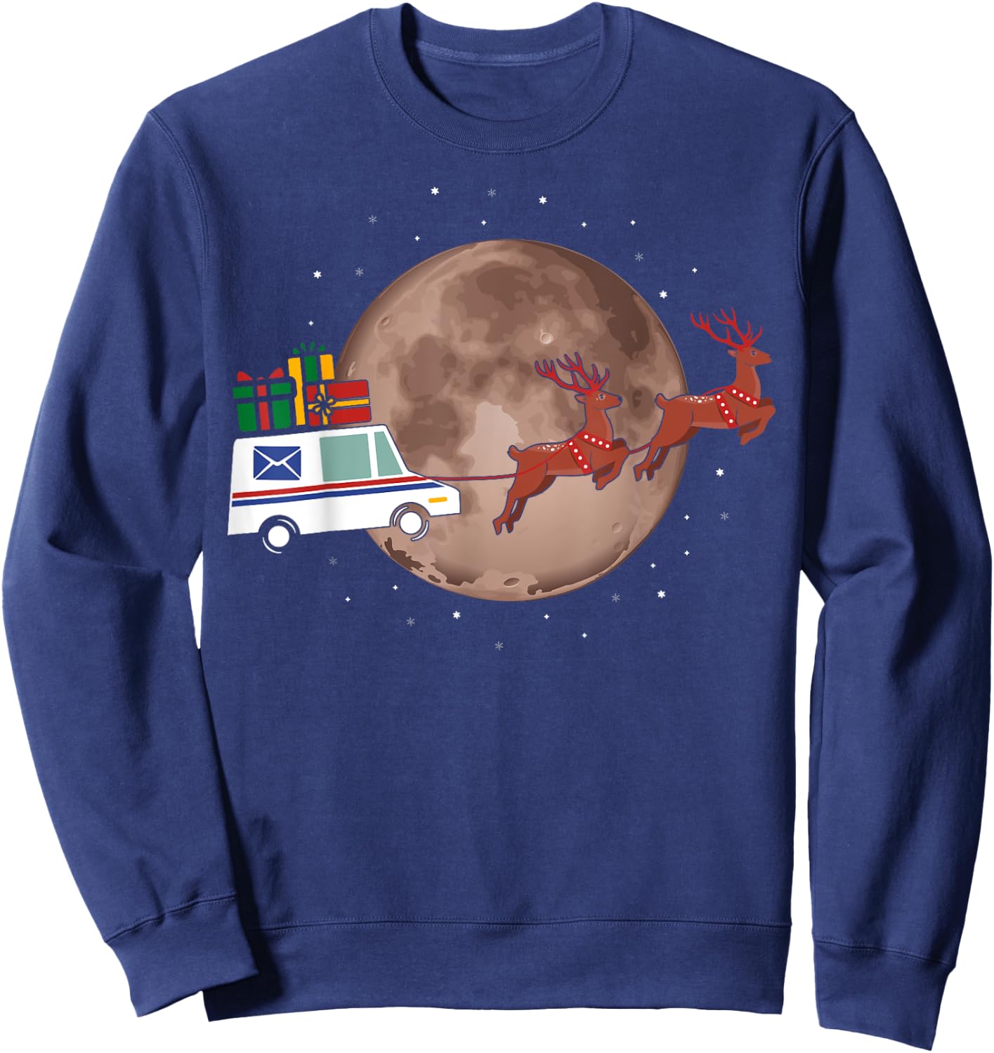 Mail Truck to the Moon Postal Workers Christmas Funny Sweatshirt - Sweatshirt | Navy