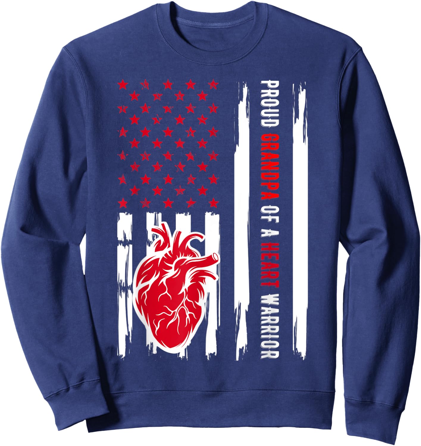 Proud Grandpa Of A Heart Warrior CHD Awareness Sweatshirt - Sweatshirt | Navy