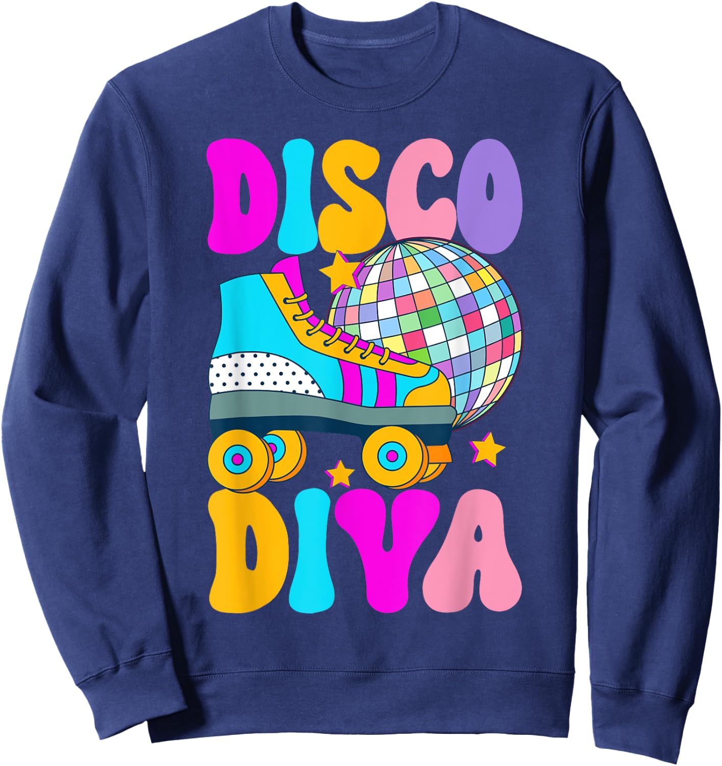 Roller Skating Disco Diva Skate Girl 70s Retro Sweatshirt - Sweatshirt | Navy