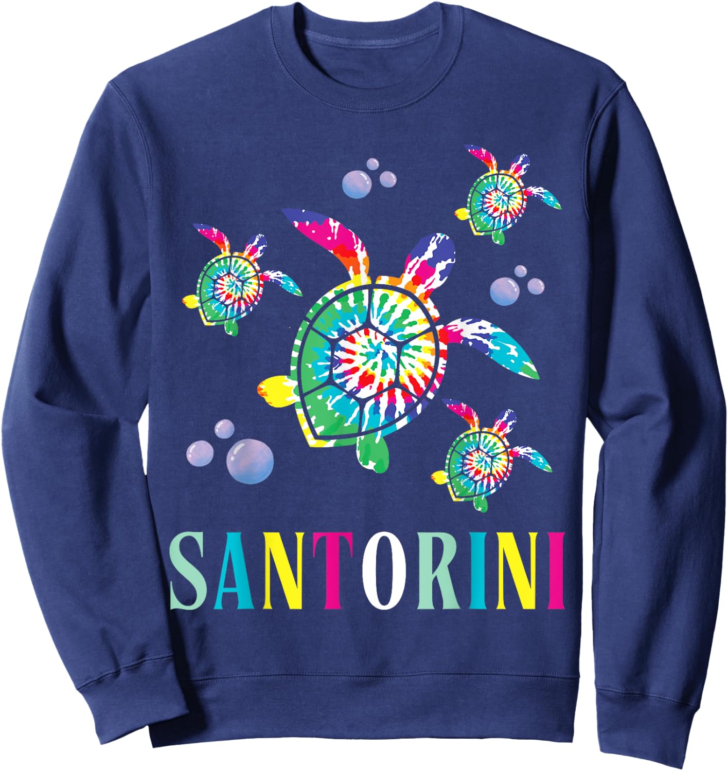 Santorini Tie Dye Sea Turtle Santorini Greece Sweatshirt - Sweatshirt | Navy