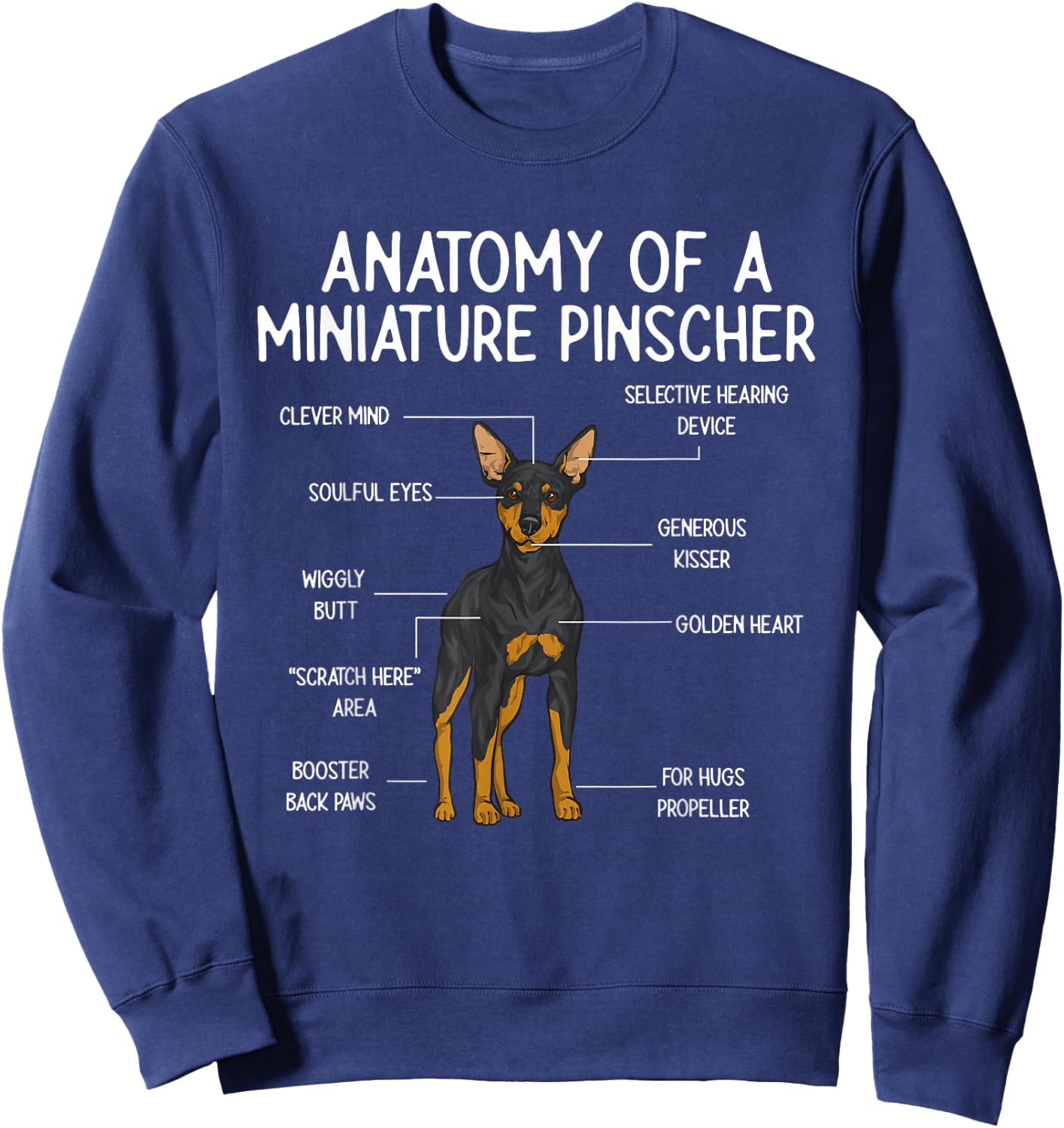 Miniature Pinscher Rehpinscher Min Pin Dog Sweatshirt - Sweatshirt | Navy
