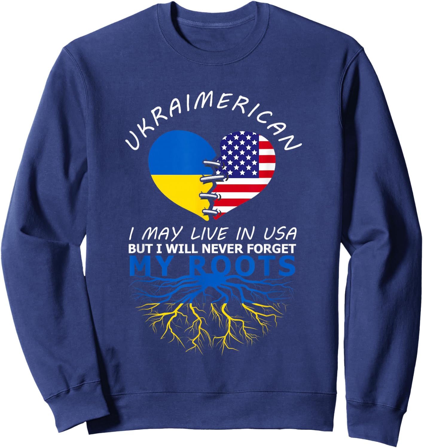 Ukraine USA Proud Of Both Countries Ukraimerican Sweatshirt - Sweatshirt | Navy