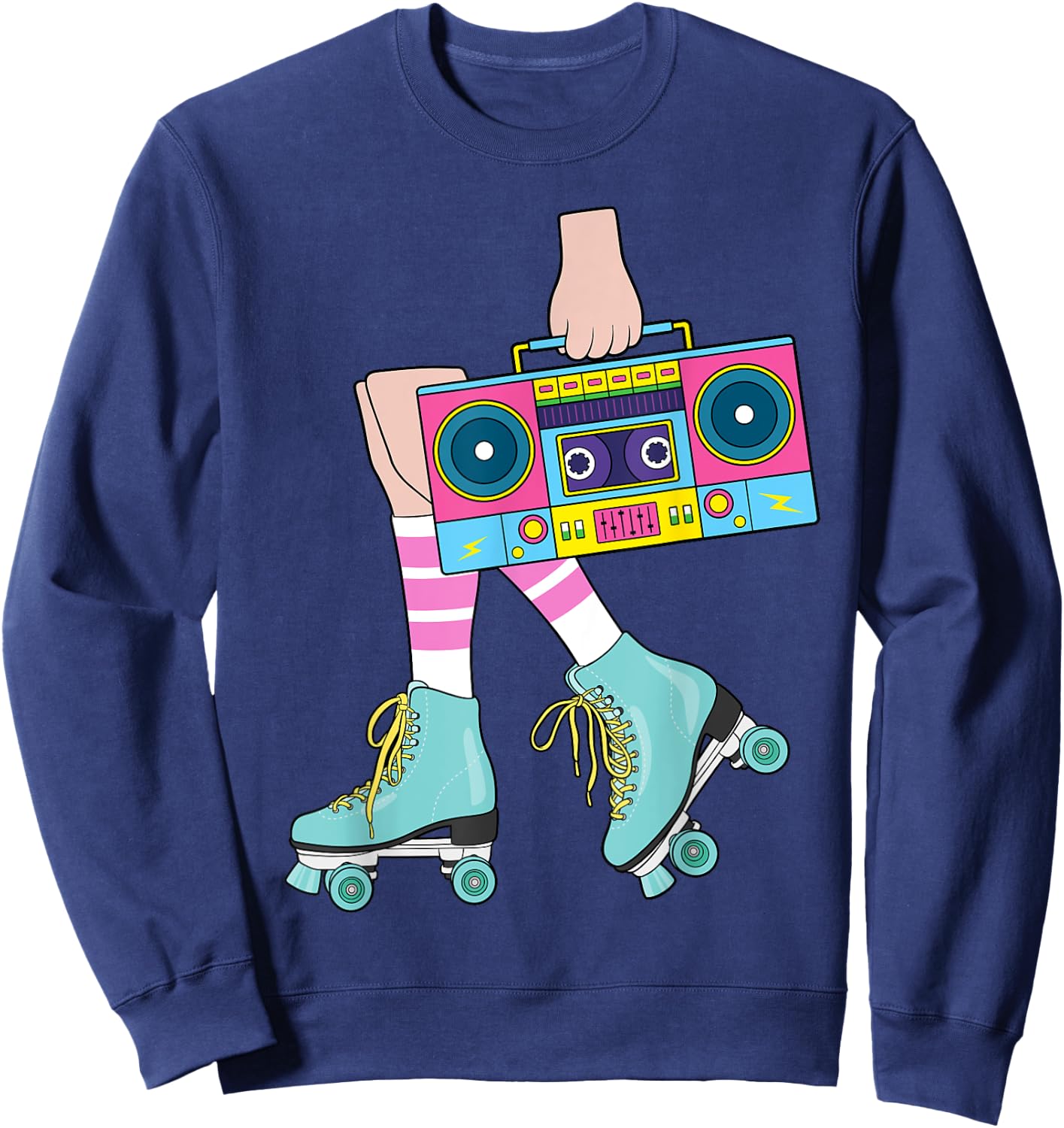 Roller Skating Retro 80's Roller Girl Funny Skater Skates Sweatshirt - Sweatshirt | Navy