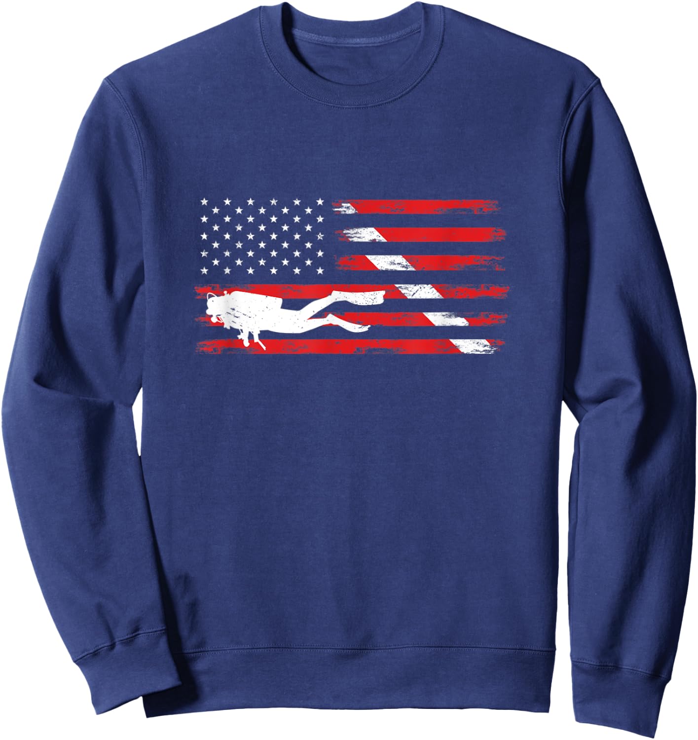 Diving Down Dive Flag Scuba Diving American Flag Diver Sweatshirt - Sweatshirt | Navy