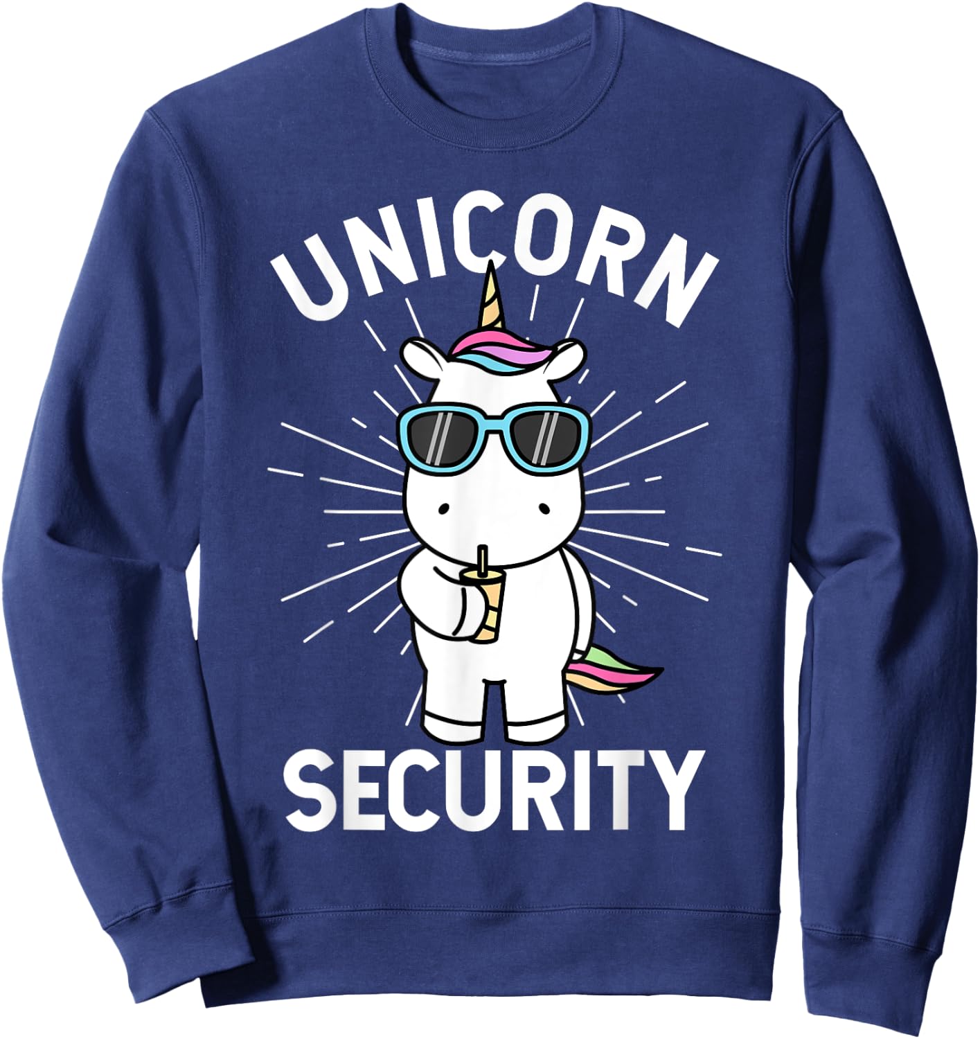 Halloween Dad Mom Daughter Adult Costume | Unicorn Security Sweatshirt - Sweatshirt | Navy