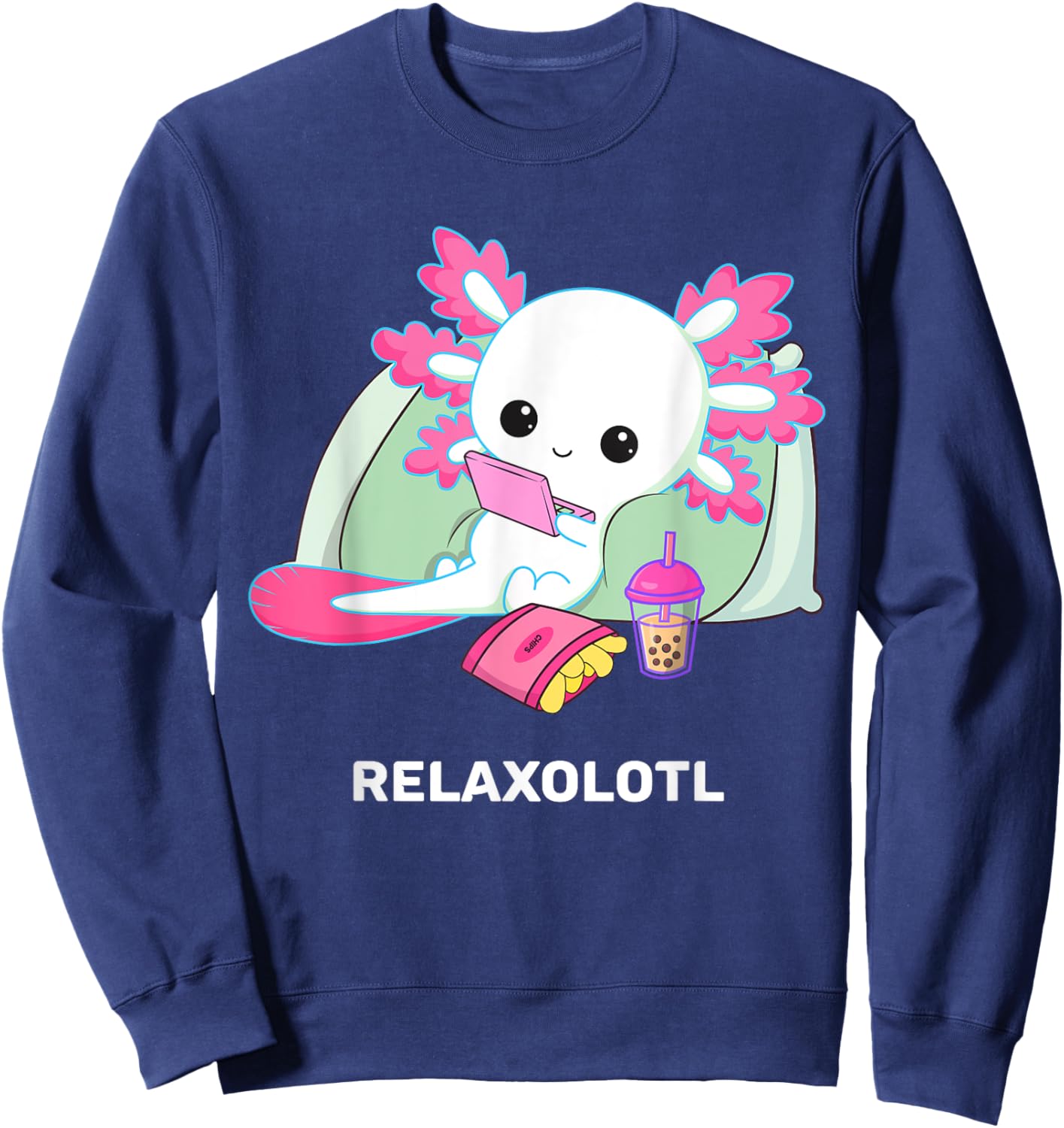 Cute Axolotl Lover Mexican Salamander Relaxolotl Sweatshirt - Sweatshirt | Navy