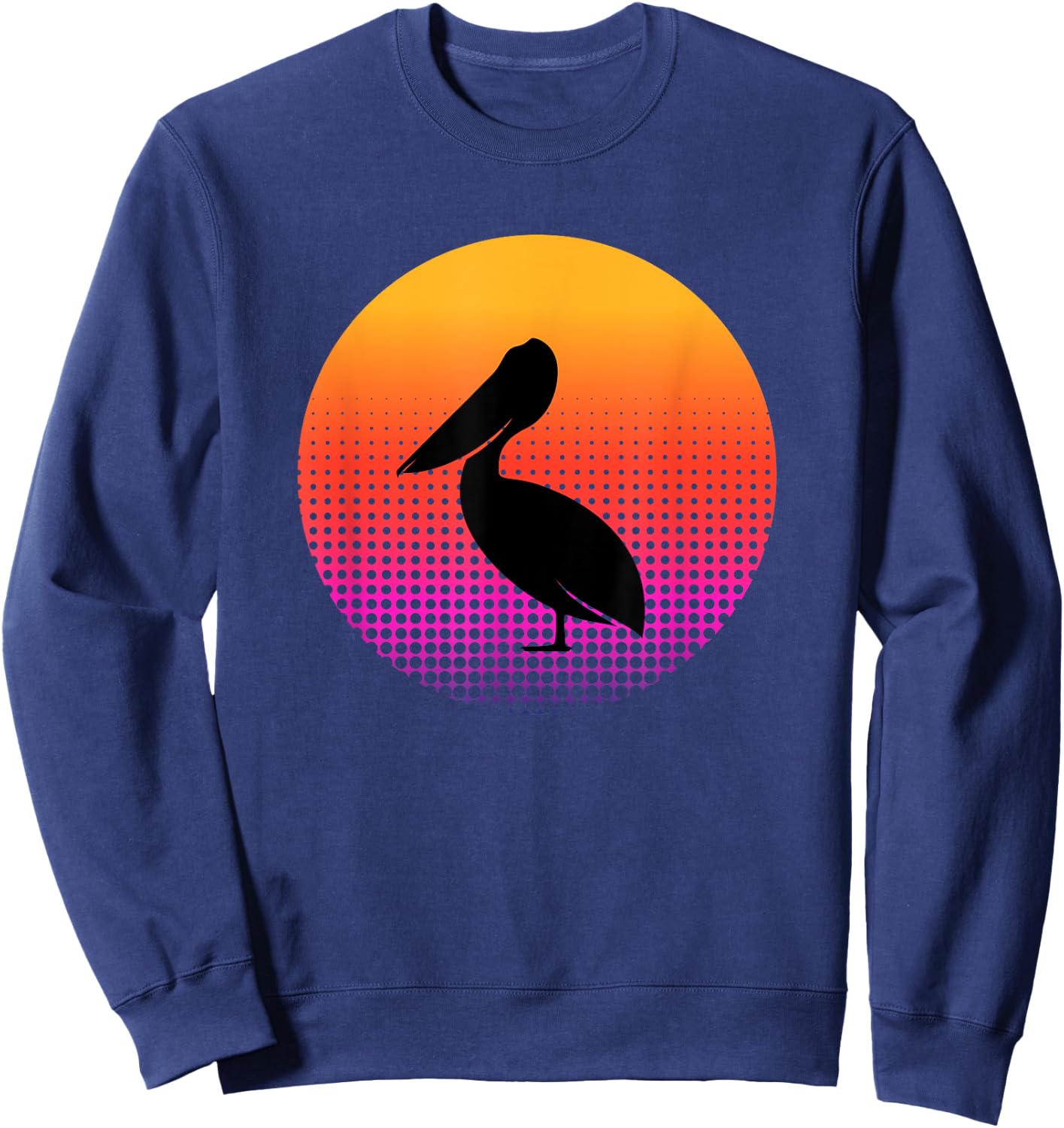 Retro Sunset Pelican Bird Animal Lover Gifts Men Women Youth Sweatshirt - Sweatshirt | Navy