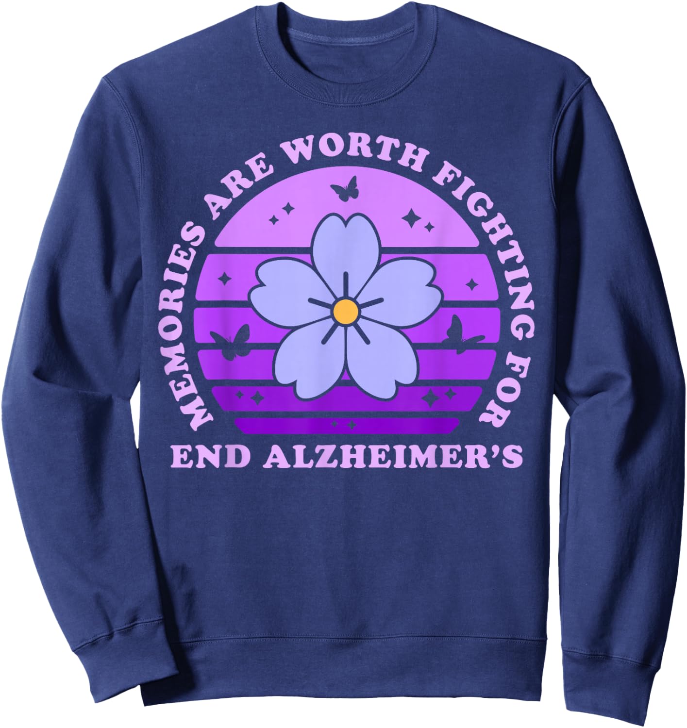 Memories are Worth Fighting for Alzheimer's Awareness Day Sweatshirt - Sweatshirt | Navy