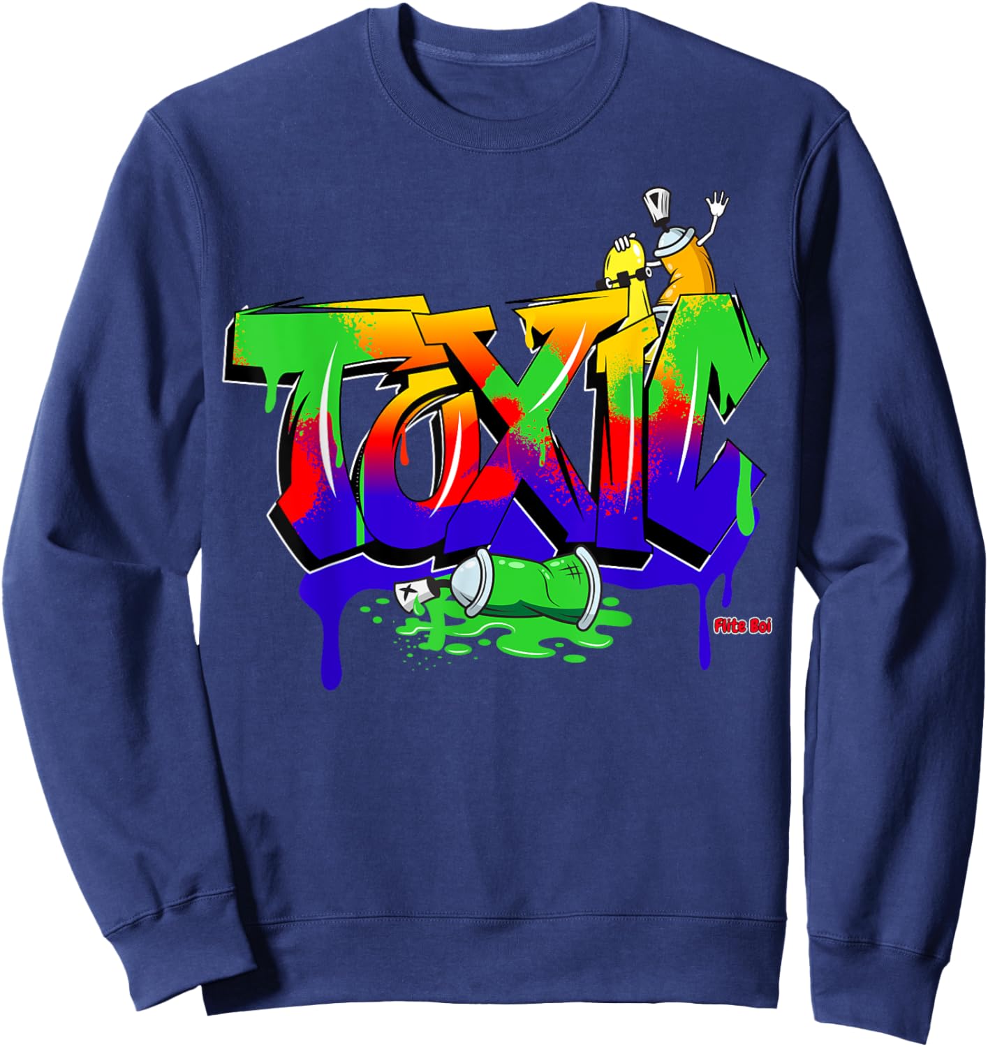 Flite Boi - Urban - Toxic Graffiti Graphic Sweatshirt - Sweatshirt | Navy