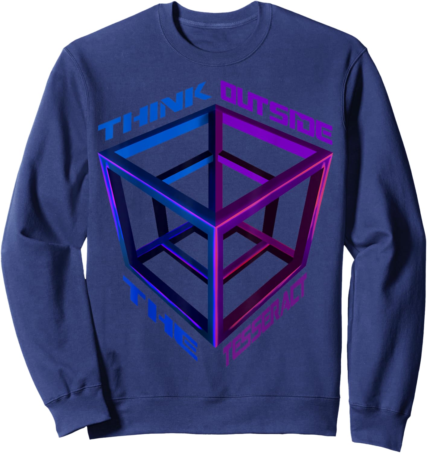 Think Outside The Tesseract Geometry Geek Cube Sweatshirt - Sweatshirt | Navy