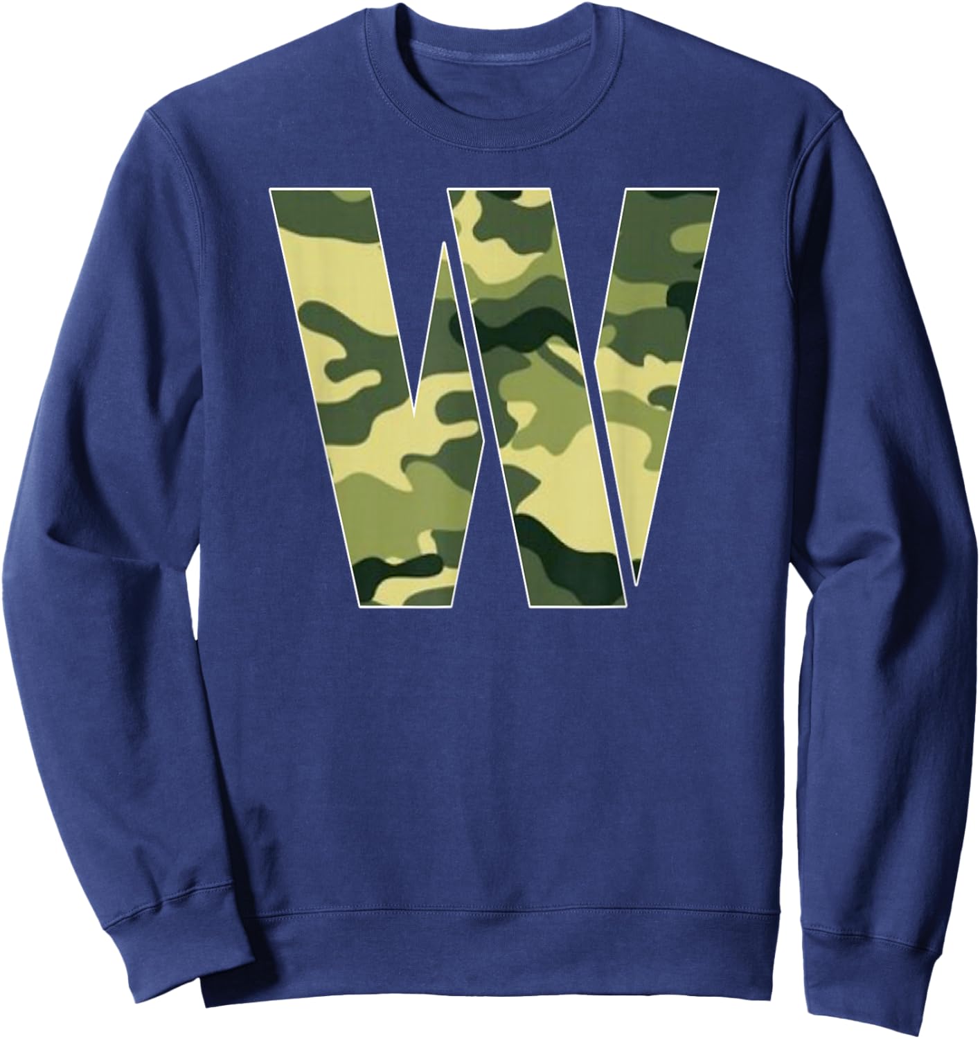 Personalized Camoflauge Letter W Initial | Camo Letter W Sweatshirt - Sweatshirt | Navy