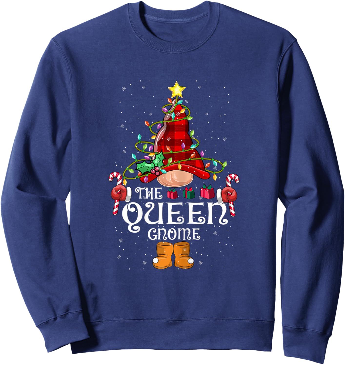 Funny Queen Gnome Christmas Gnome Matching Family Group Sweatshirt - Sweatshirt | Navy