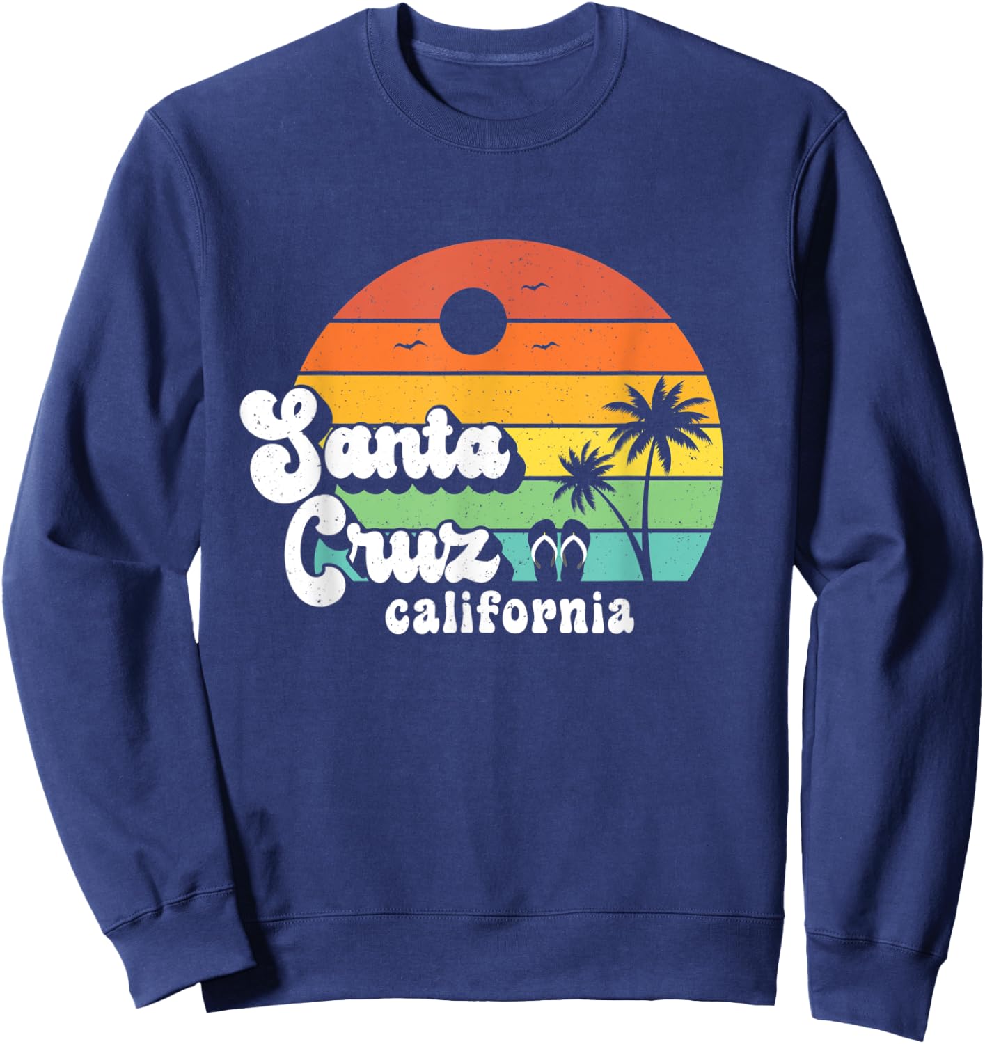 Santa Cruz Beach California Retro 80s Vintage Sunset Sweatshirt - Sweatshirt | Navy