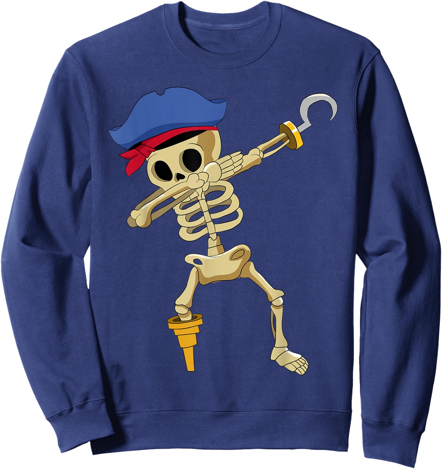 Caribbean Buccaneer Sea Thief Boy Dabbing Skeleton Pirate Sweatshirt - Sweatshirt | Navy