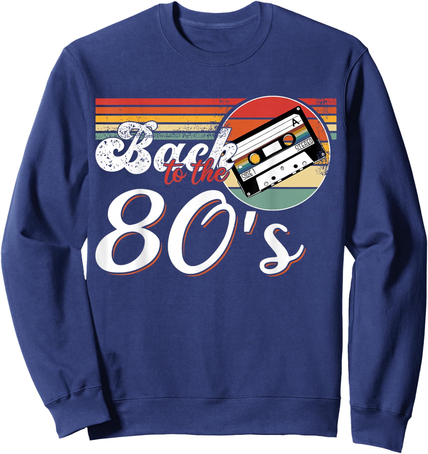 Eighties Back to the 80s Retro Cassette Sweatshirt - Sweatshirt | Navy