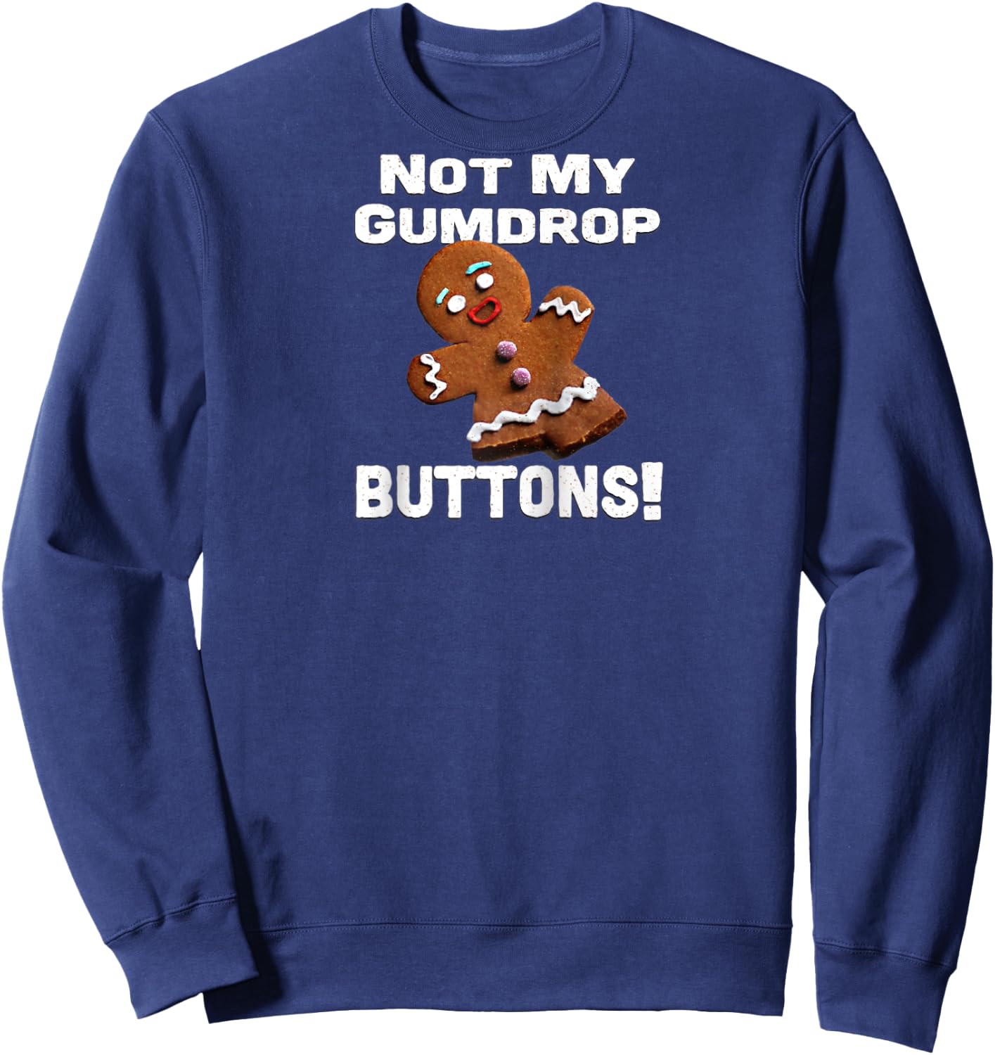 Not My Gumdrop Buttons! Gingerbread Man Raglan Baseball Sweatshirt - Sweatshirt | Navy