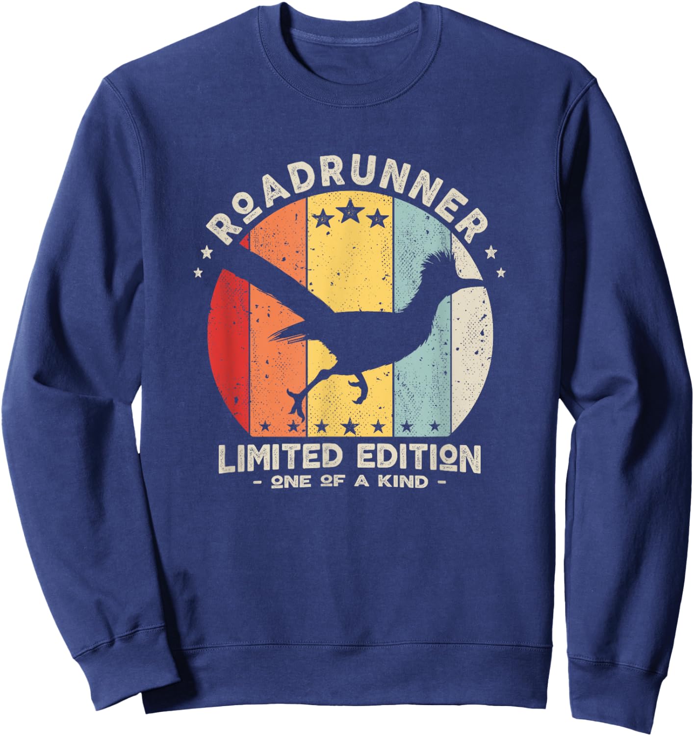 Retro Roadrunner Running Distressed Sweatshirt - Sweatshirt | Navy