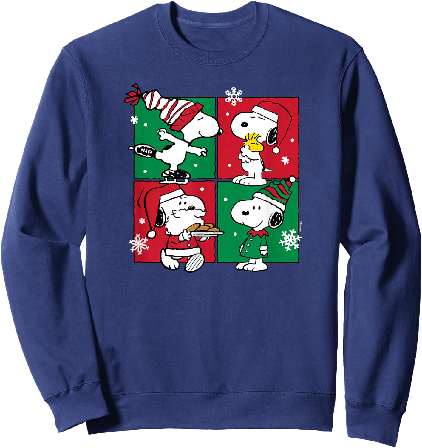 Peanuts - Snoopy Christmas Grid Sweatshirt - Sweatshirt | Navy