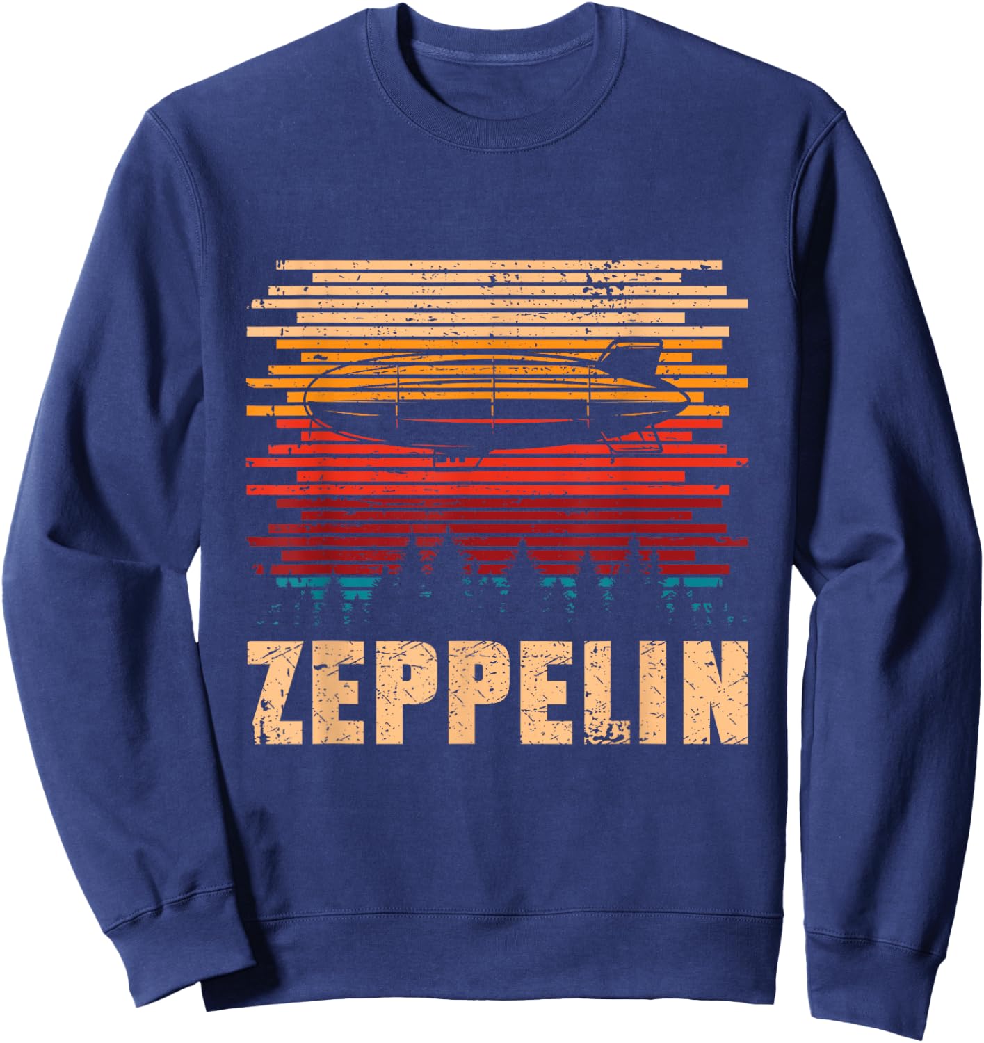 Retro Zeppelin 70s 80s Dirigible Airship Zepelin Zepplin Sweatshirt - Sweatshirt | Navy