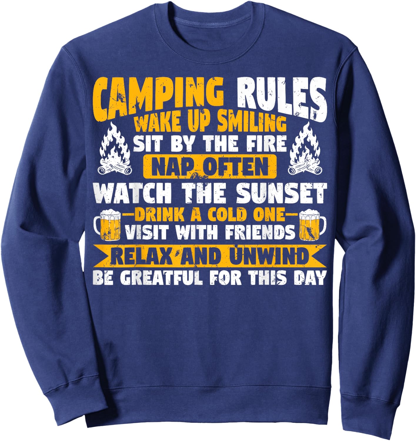 Motorhome Funny Camper Camping Rules Sweatshirt - Sweatshirt | Navy