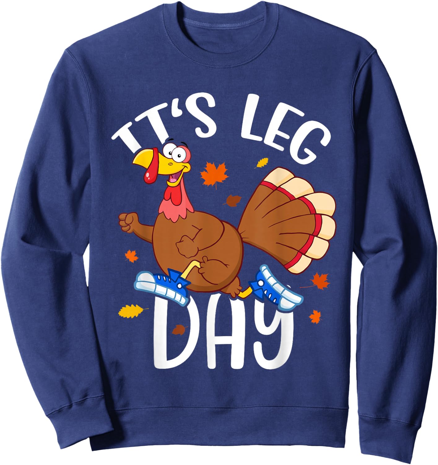 Turkey Trot Costume Kids Adults Thanksgiving Turkey Running Sweatshirt - Sweatshirt | Navy