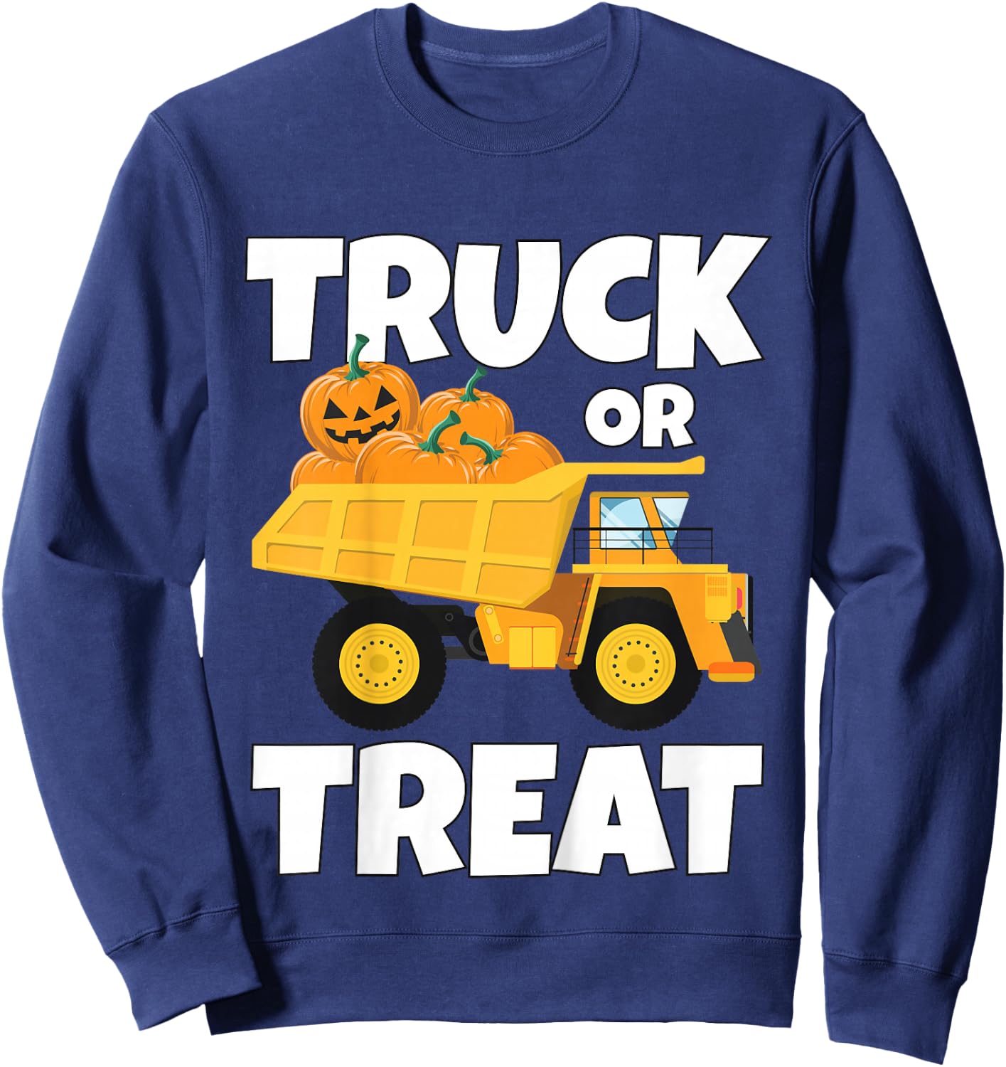 Kids Halloween Thanksgiving Truck Pumpkin Patch Trick or Treat Sweatshirt - Sweatshirt | Navy