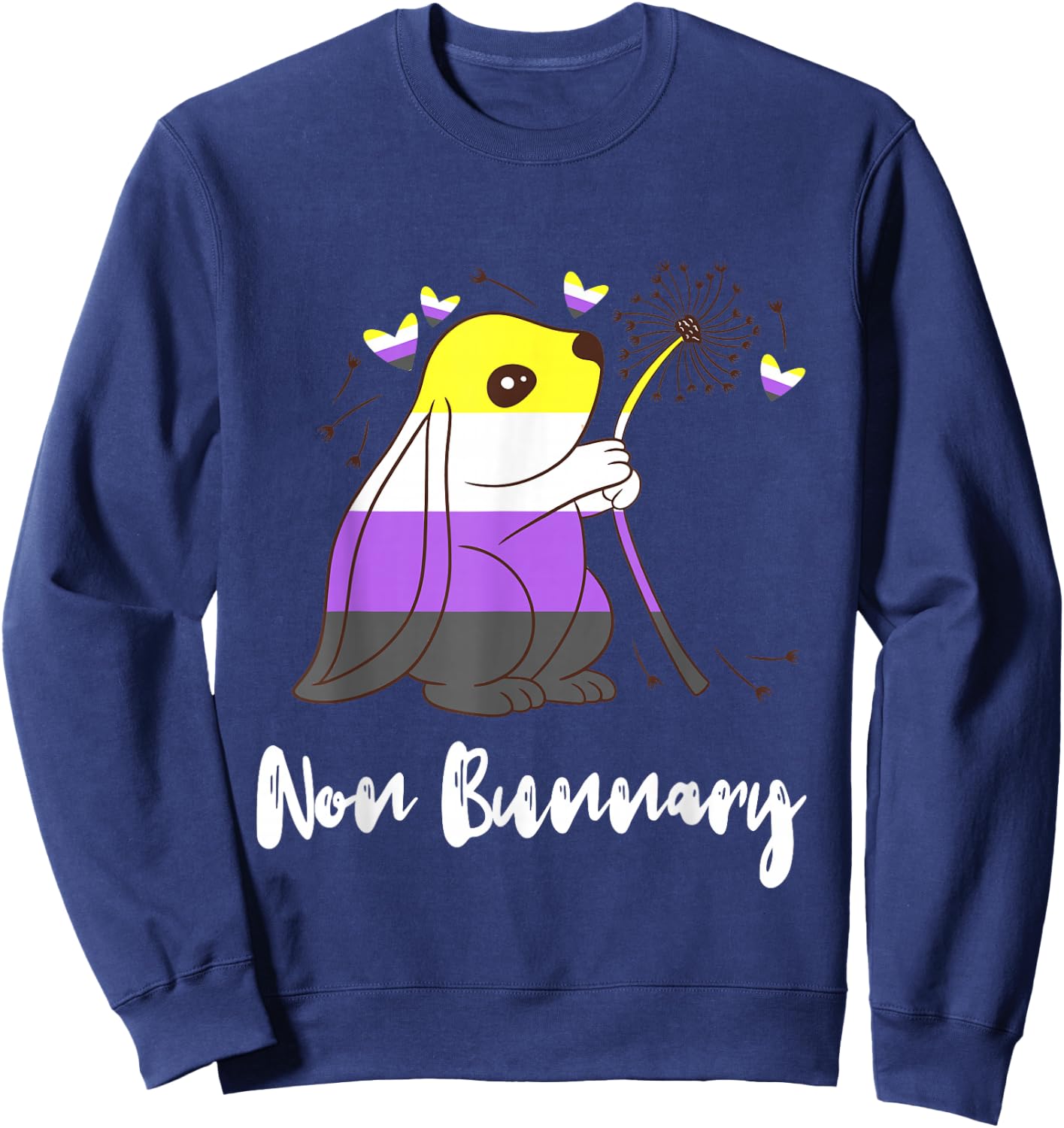 Cute Bunny Heart Nonbinary Flag Nonbinary Pride Non Binary Sweatshirt - Sweatshirt | Navy