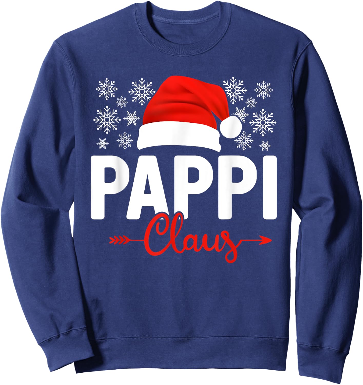 Pappi Claus Xmas Light Funny Santa Hat Christmas Ugly Sweatshirt - Sweatshirt | Navy