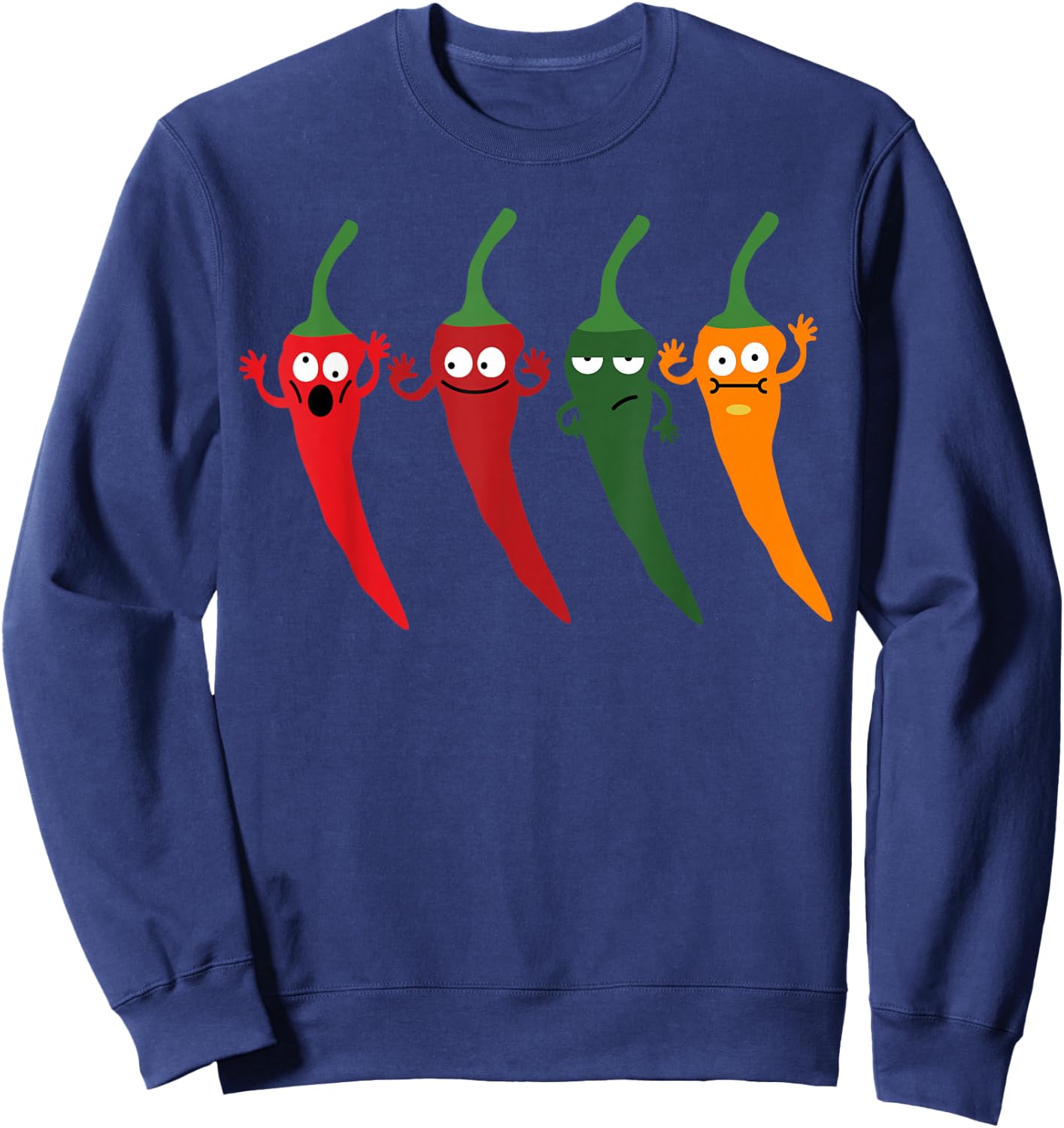 Cayenne Pepper Hot -Colorful Chili Funny - Spicy Food Lovers Sweatshirt - Sweatshirt | Navy
