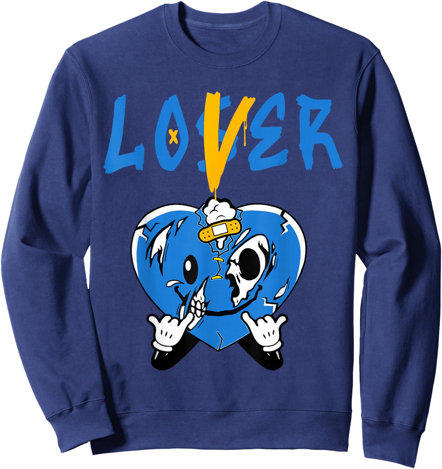 Racer Blue Loser Lover Heart Drip Suffering Racer Blue Sweatshirt - Sweatshirt | Navy