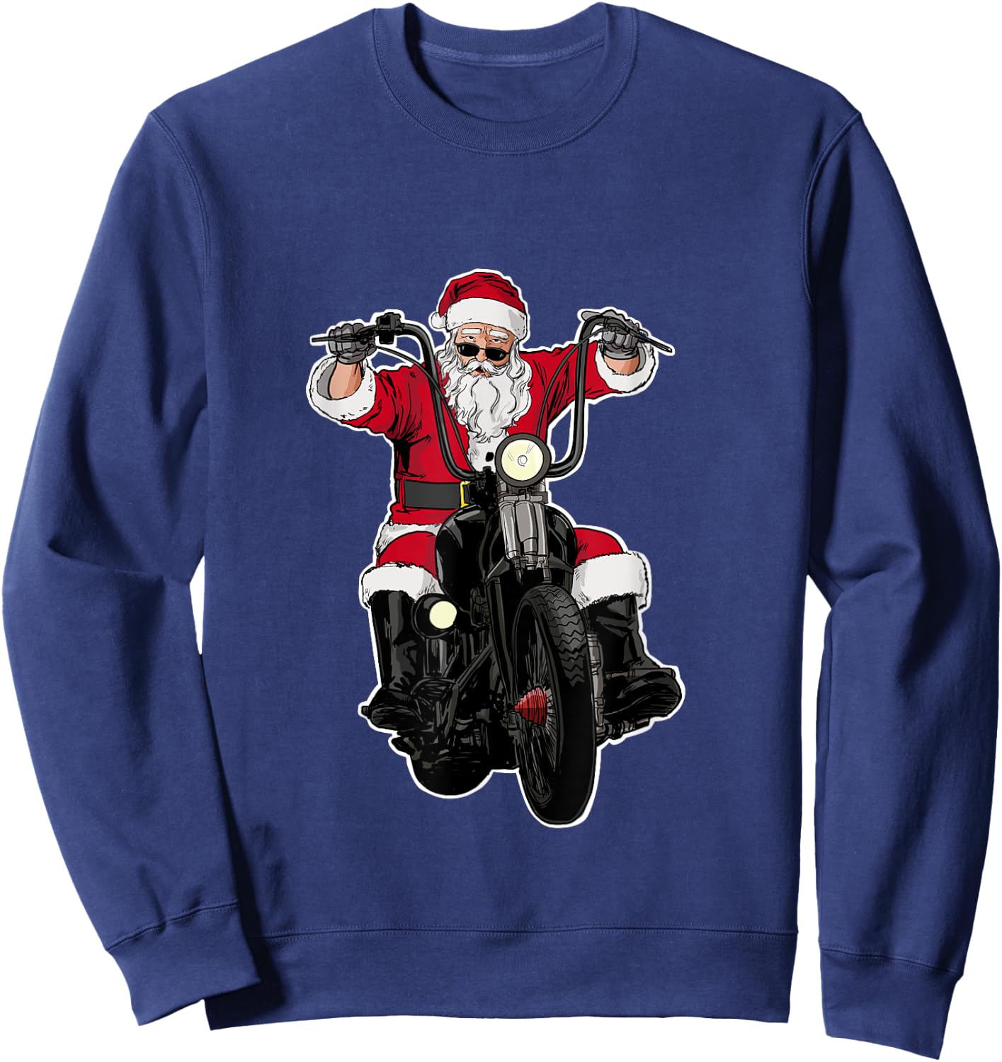 Biker Santa funny Santa on Motorcycle Sweatshirt - Sweatshirt | Navy