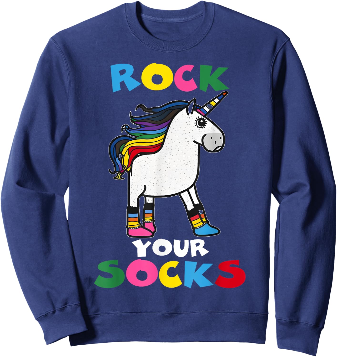 WORLD DOWN SYNDROME DAY Rock Your Socks Unicorn Sweatshirt - Sweatshirt | Navy