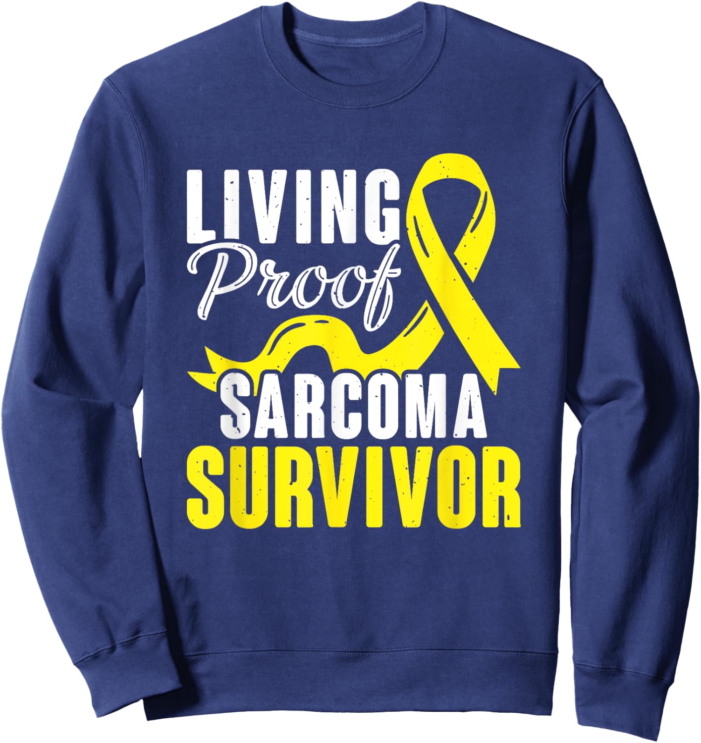 Support Yellow Ribbon Warrior Sarcoma Cancer Survivor Sweatshirt - Sweatshirt | Navy