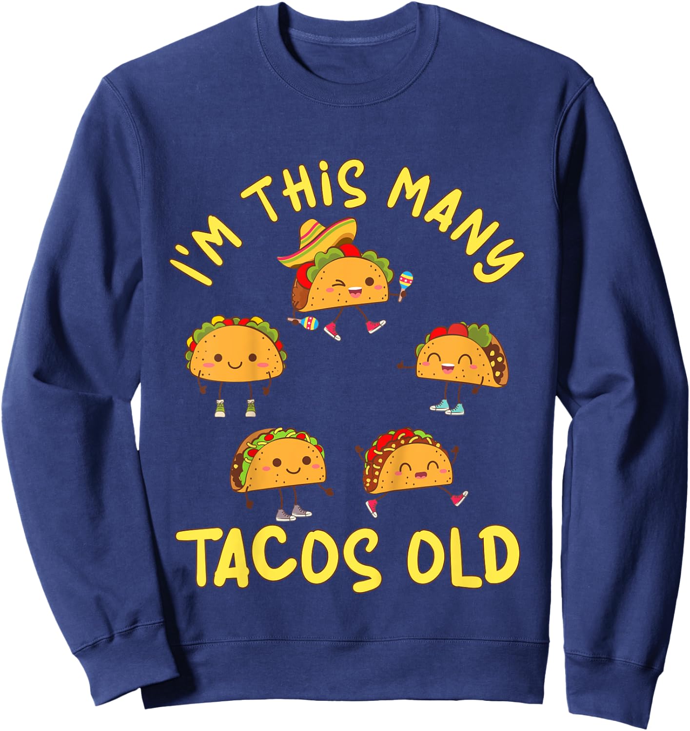 5 Years Old Girl Tacos Old 5th Birthday Kids Sweatshirt - Sweatshirt | Navy