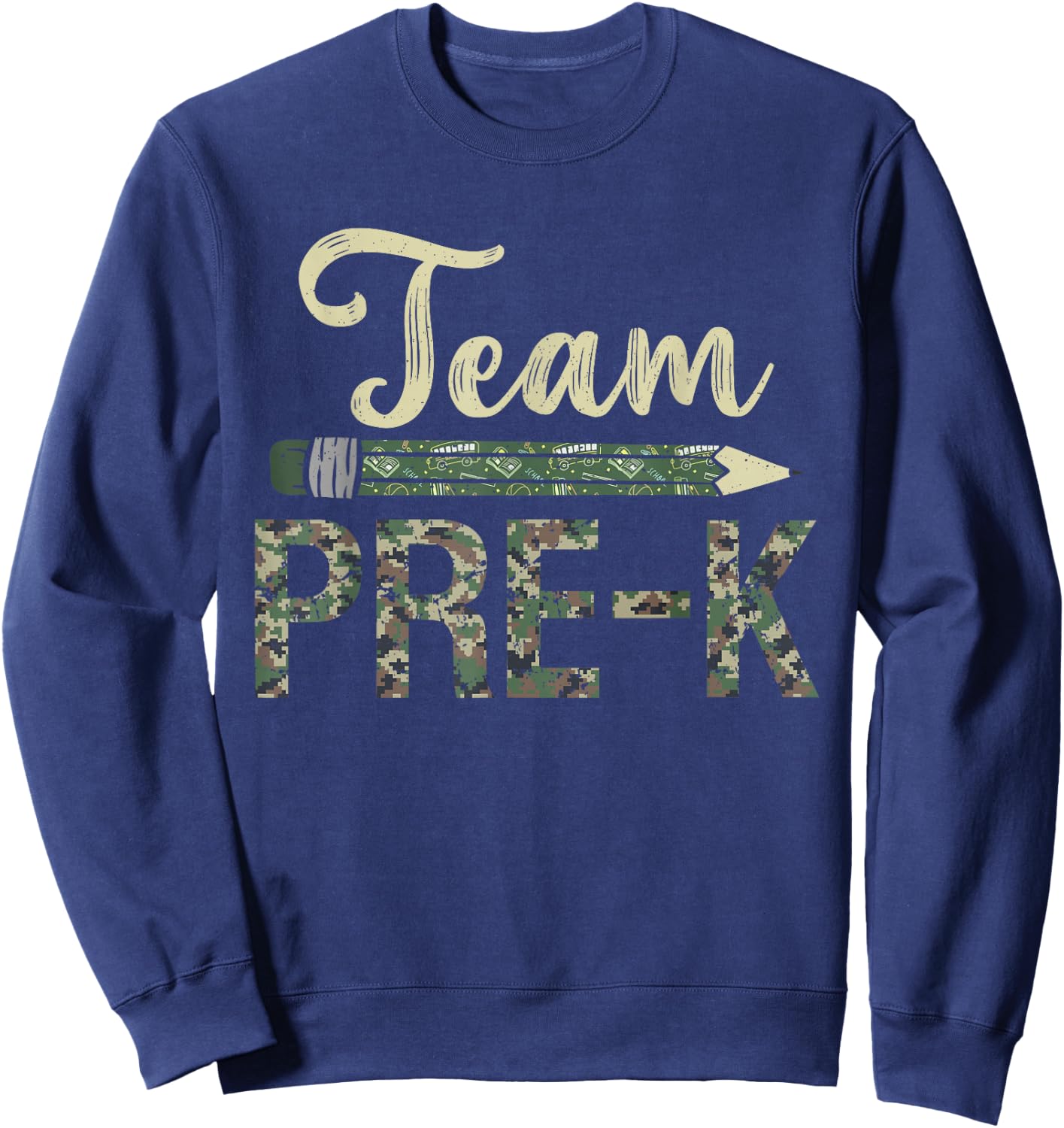 Team Pre-K Camo Pre-K Teacher Camouflage Sweatshirt - Sweatshirt | Navy