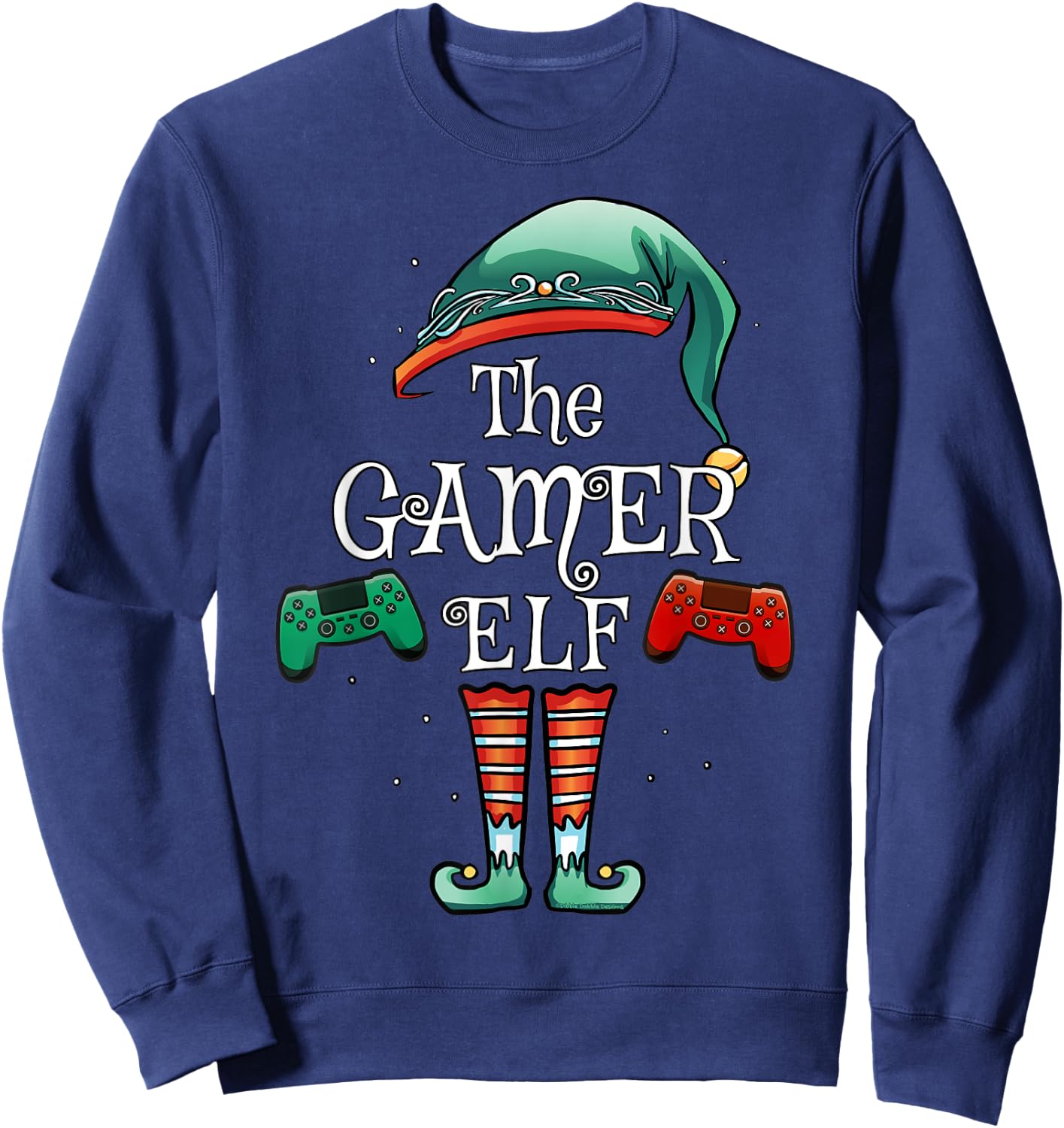 The Gamer Elf Matching Family Christmas Gamer Sweatshirt - Sweatshirt | Navy