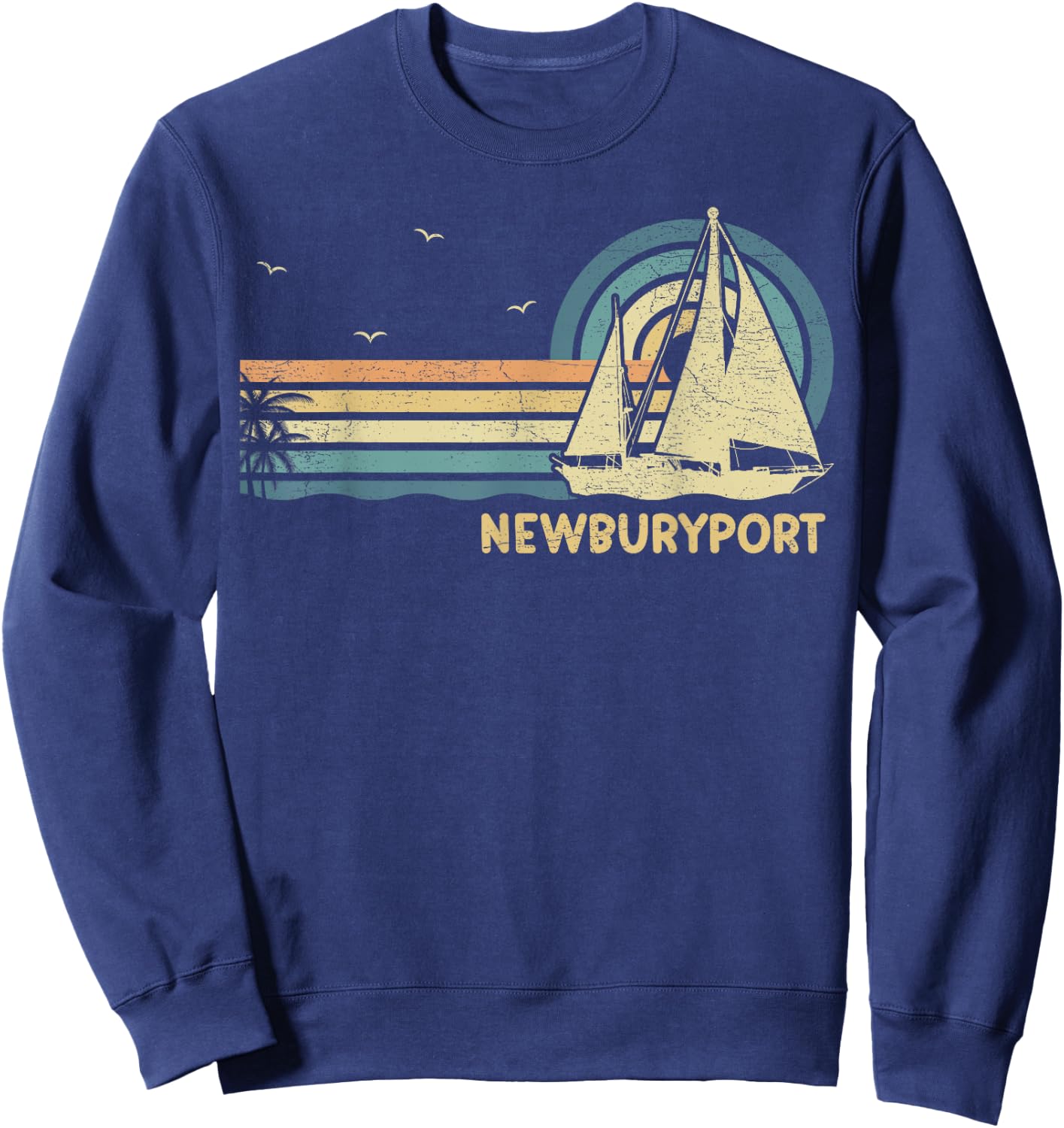 Newburyport Massachusetts Sailing Vacation Boating Sailboat Sweatshirt - Sweatshirt | Navy