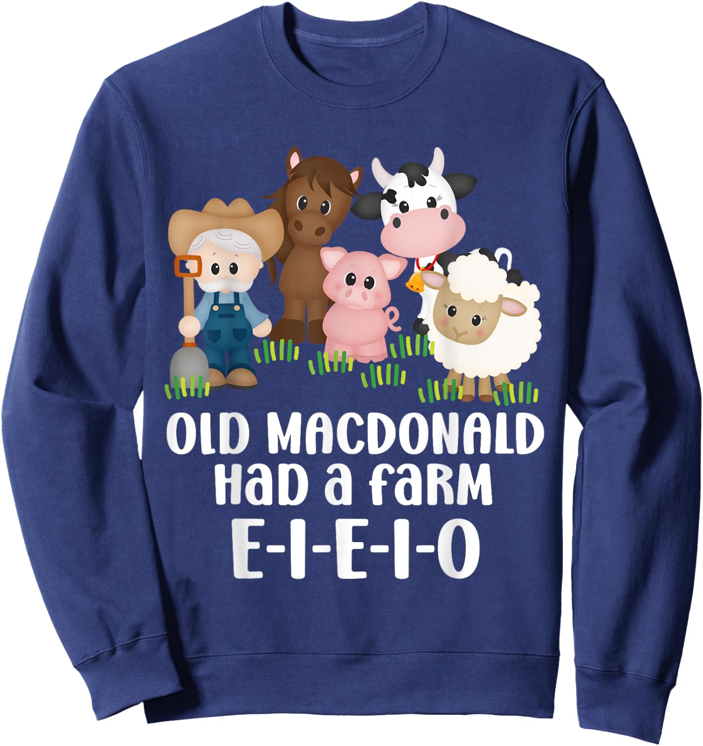 Old MacDonald Had a Farm E-I-E-I-O Nursery Song Toddler Kids Sweatshirt - Sweatshirt | Navy