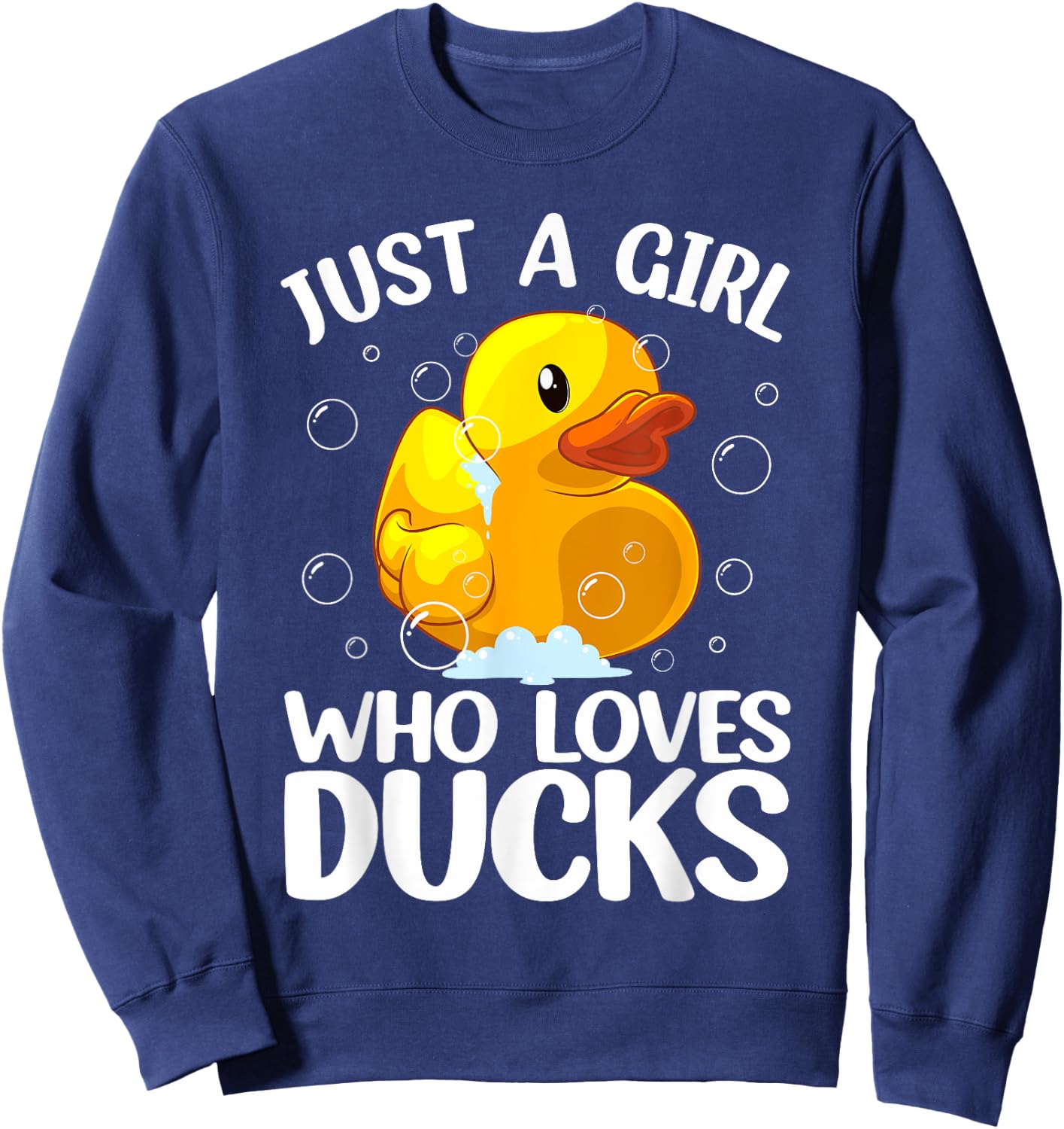Cute Duck Art For Girls Women Kids Youth Rubber Duck Lover Sweatshirt - Sweatshirt | Navy