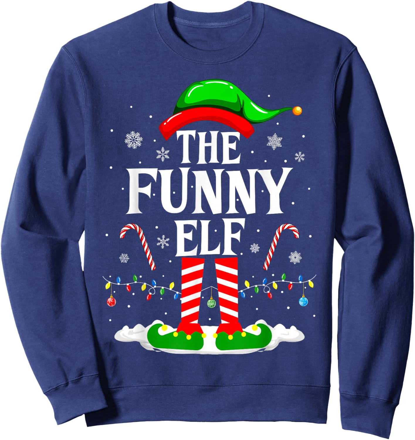The Funny Elf Xmas Funny Matching Family Group Christmas Sweatshirt - Sweatshirt | Navy