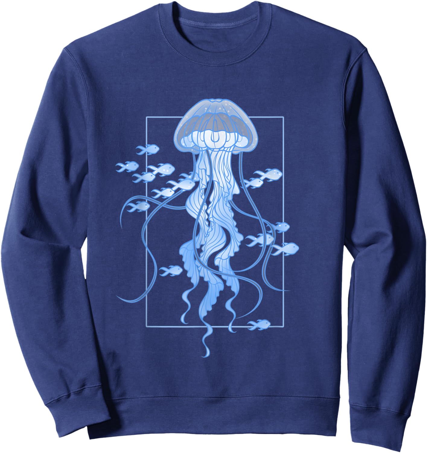 Jellyfish and Fishes Graphic in Sea Sweatshirt - Sweatshirt | Navy