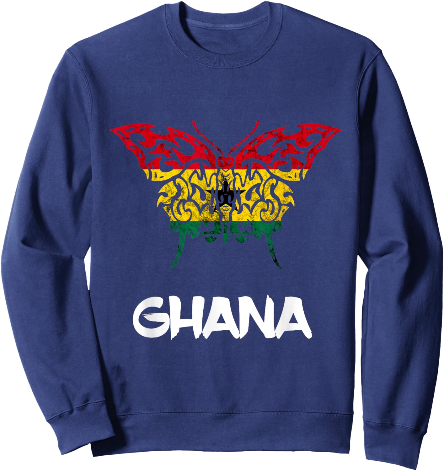 Ghana Butterfly Gothic Ghana Flag Ghanese Pride Africa Sweatshirt - Sweatshirt | Navy