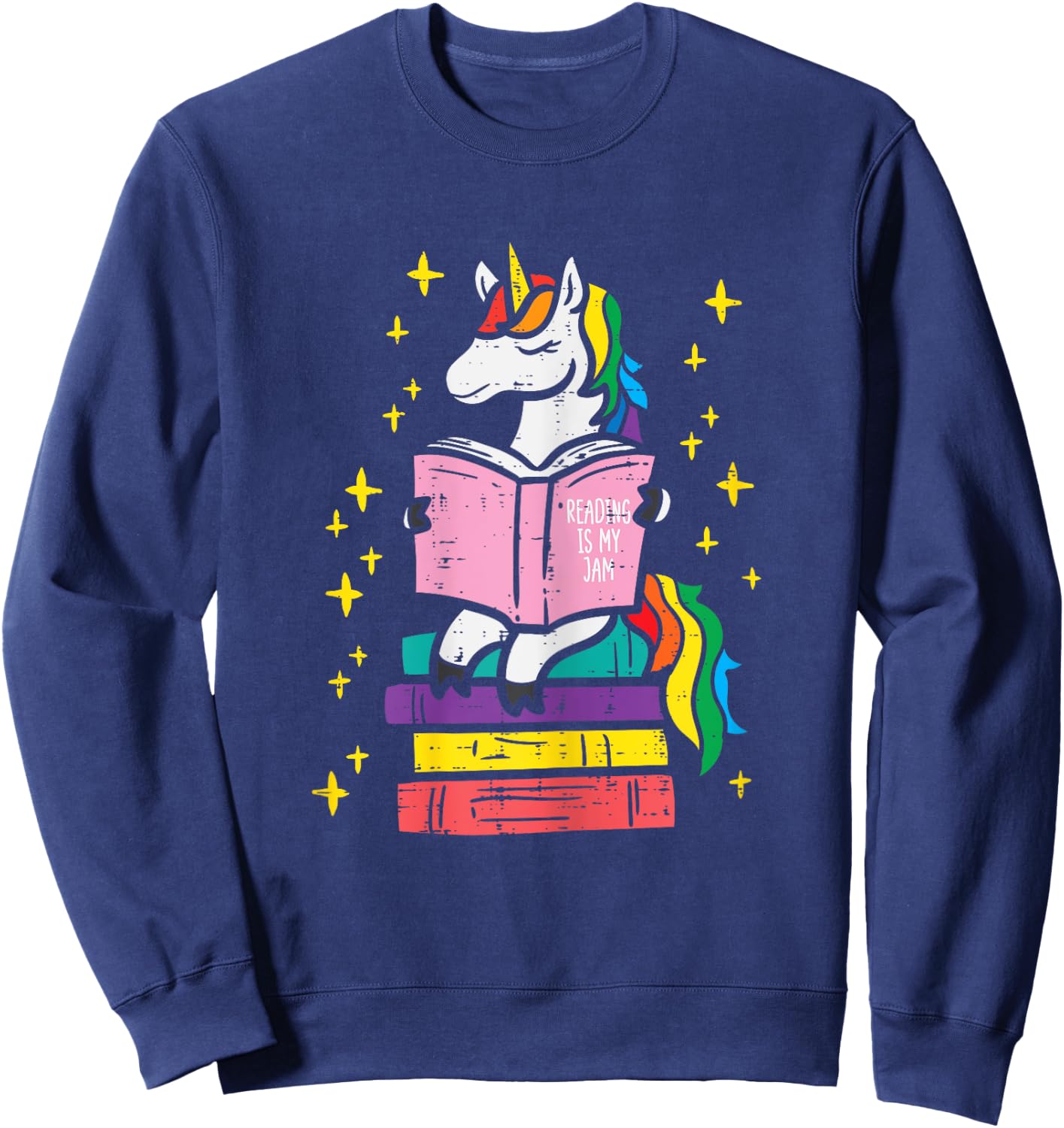 Reading Unicorn Cute Book Lover Bookworm Women Girls Sweatshirt - Sweatshirt | Navy