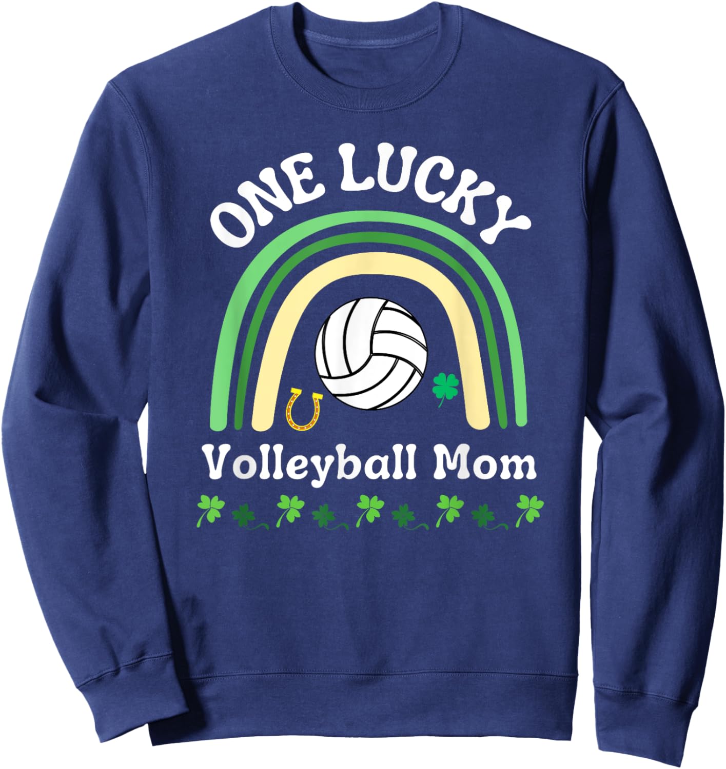 Volleyball Mom St Patrick's Day Irish Shamrock Sweatshirt - Sweatshirt | Navy