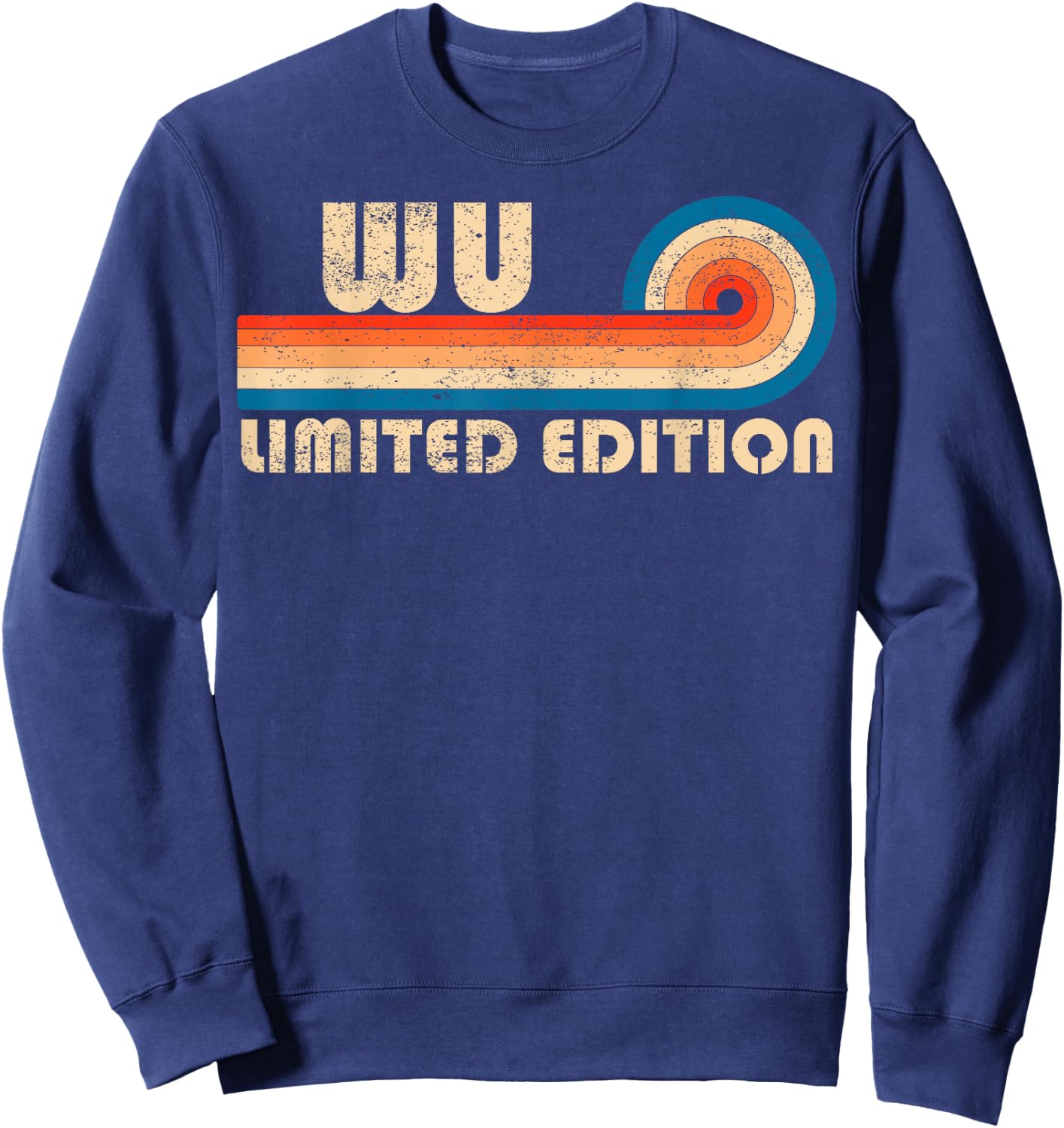 WU Retro 70s 80s Sunset Stripe Sweatshirt - Sweatshirt | Navy