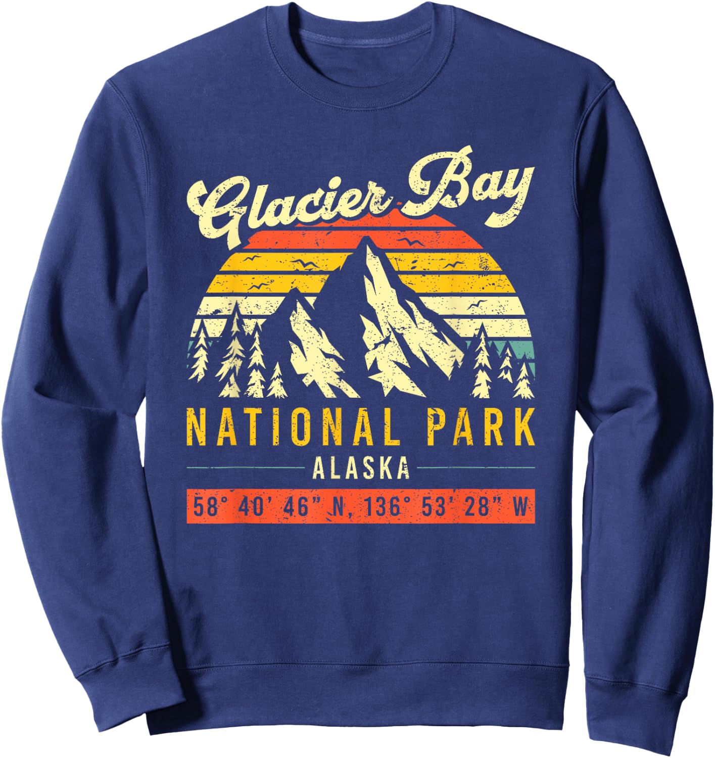 Glacier Bay Vintage Retro Alaska National Park Sweatshirt - Sweatshirt | Navy