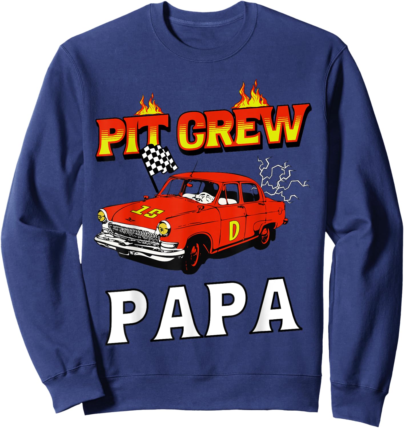 Pit Crew Papa Racing Car Family Matching Birthday Party Sweatshirt - Sweatshirt | Navy