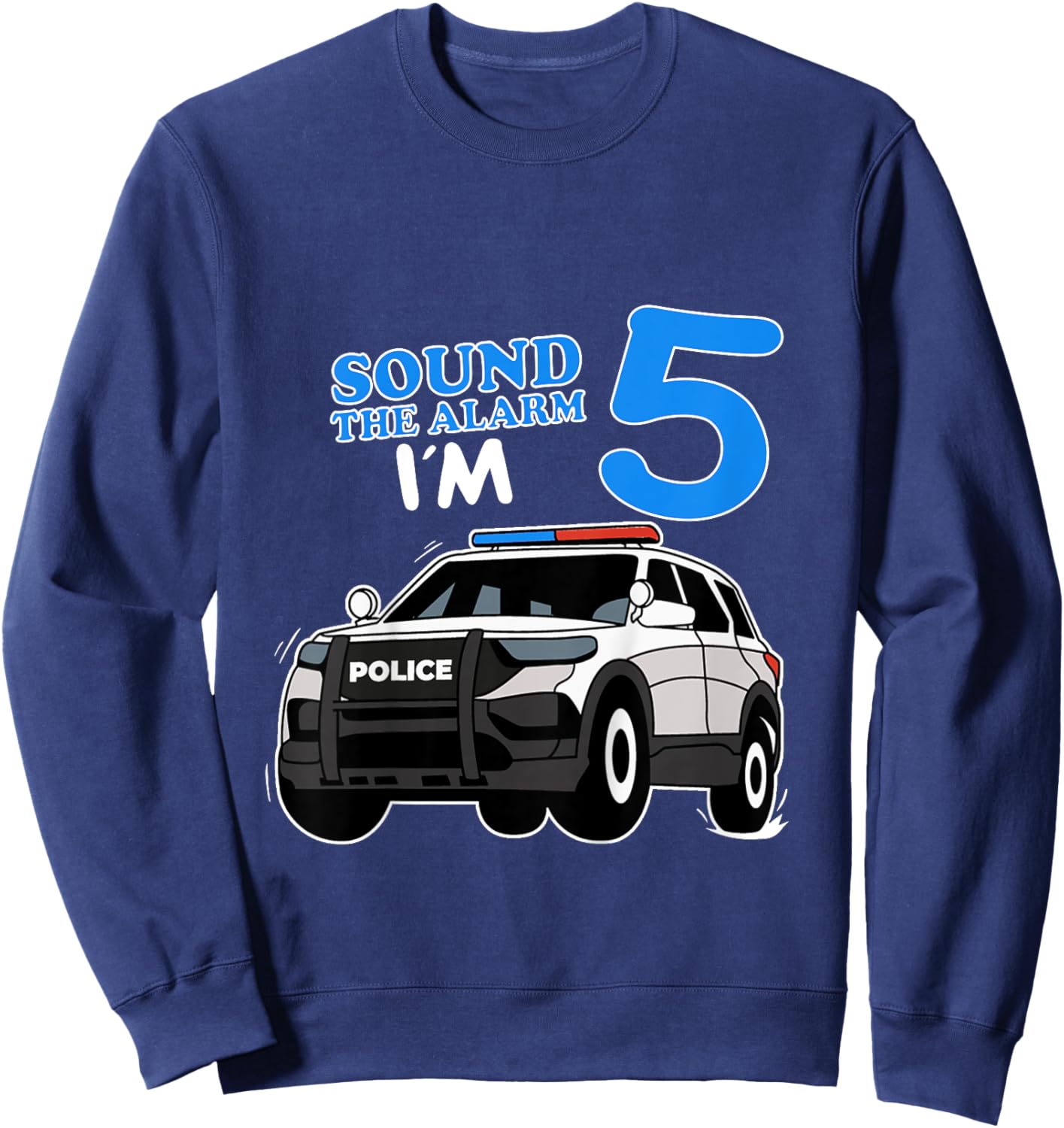 Police Car 5th Birthday Policeman Officer 5 Year Bday Police Sweatshirt - Sweatshirt | Navy