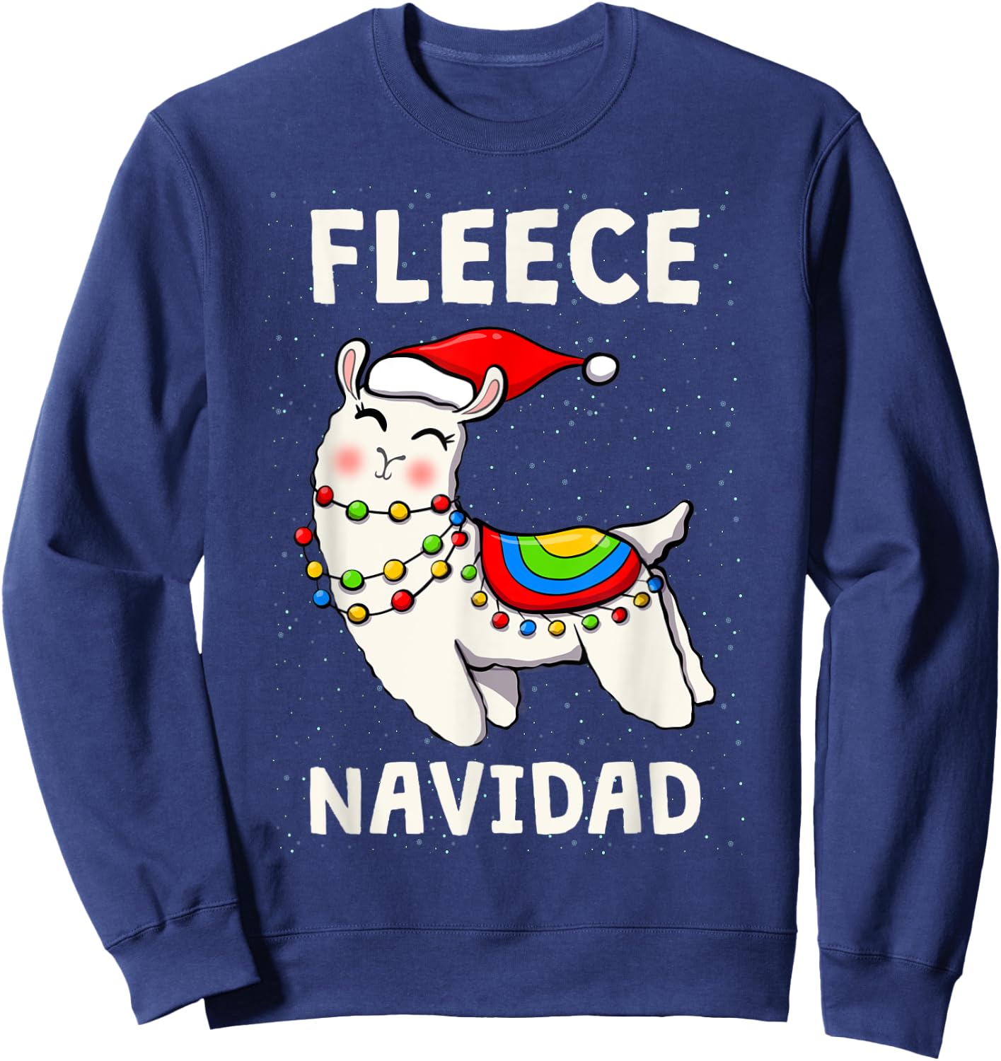 Cute Fleece Navidad Llama Christmas Xmas Men Women Kids Sweatshirt - Sweatshirt | Navy